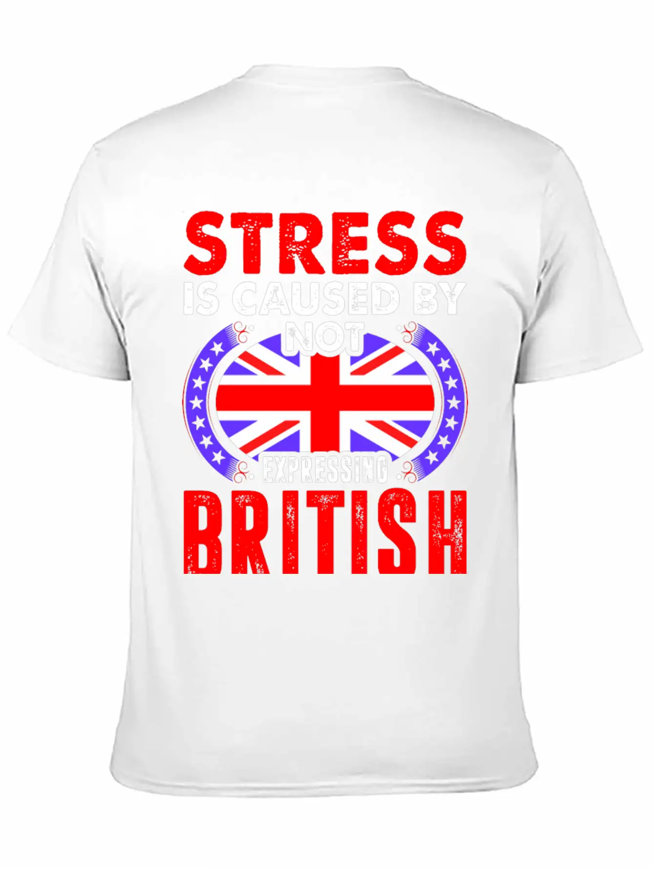 Stress Is Caused By Not Expressing British Basic Graphic T-Shirt – Daily Comfort In Soft Cotton