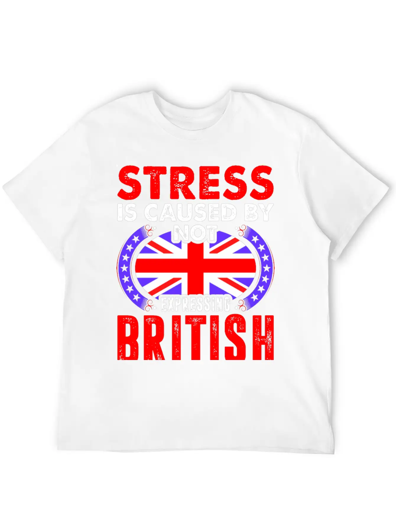 Stress Is Caused By Not Expressing British Basic Graphic T-Shirt – Daily Comfort In Soft Cotton