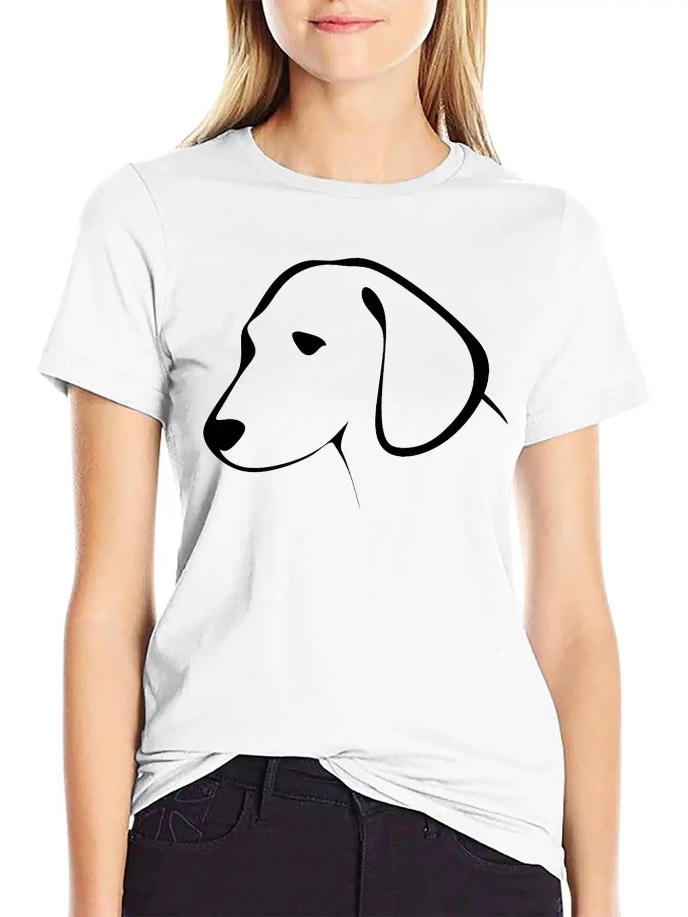 Stylized Dog Line Art Basic Graphic T-Shirt – Daily Comfort In Soft Cotton