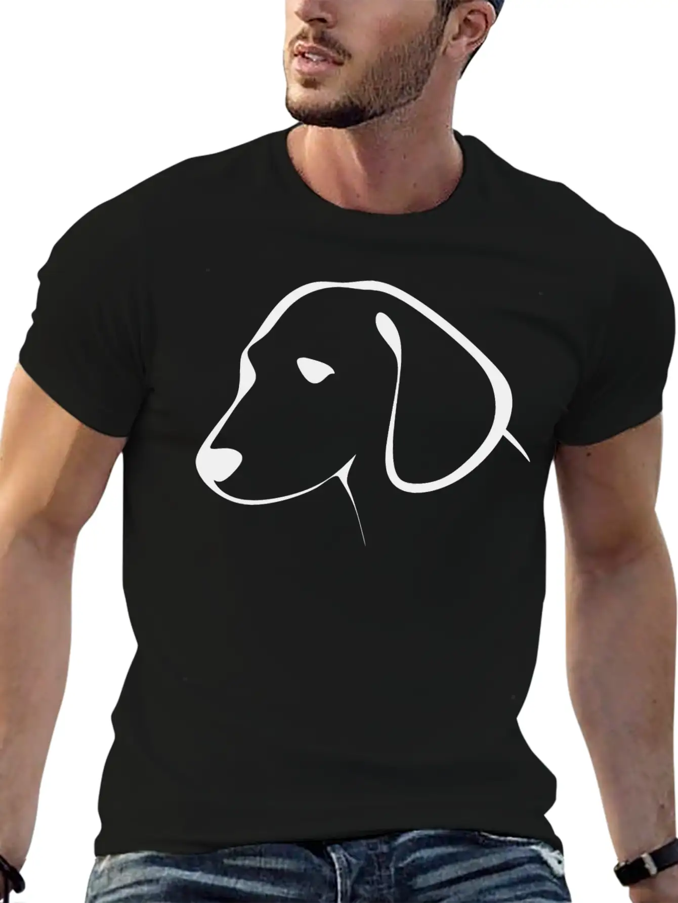 Stylized Dog Line Art Basic Graphic T-Shirt – Daily Comfort In Soft Cotton