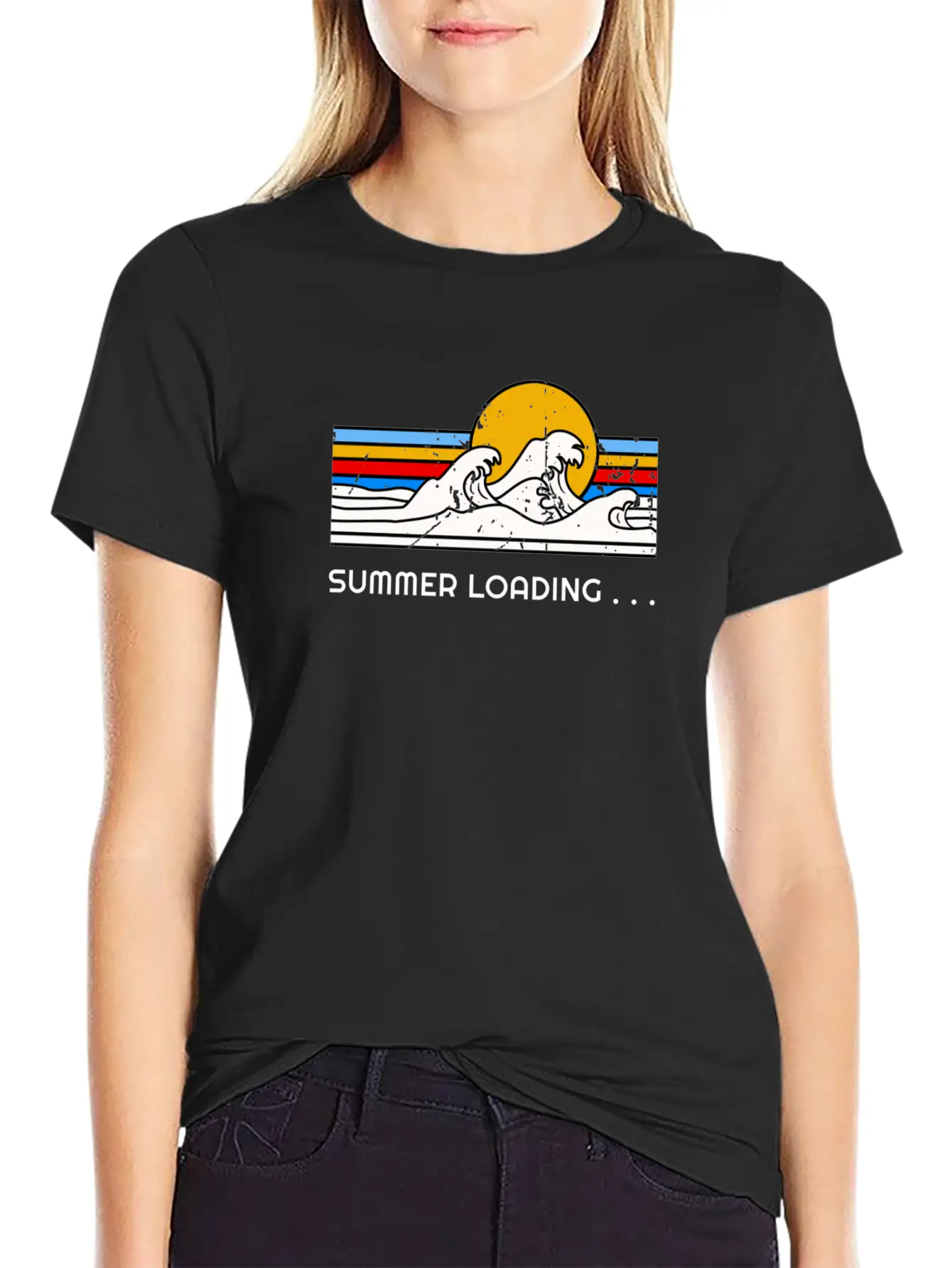 Summer Loading Beach With Waves And Sun Vacation Stylish Everyday T-Shirt – Unisex Basic Cotton Tee