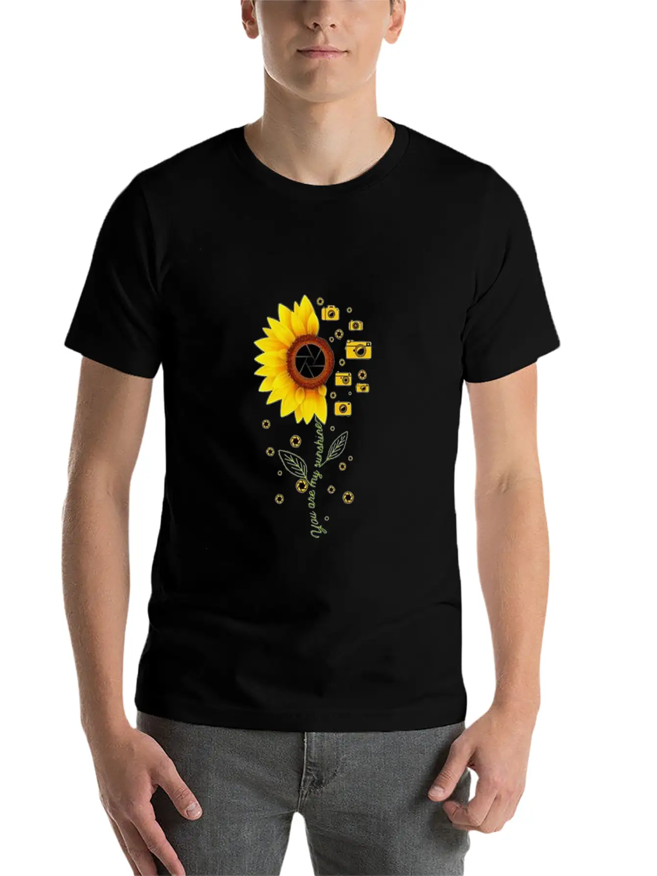 Sunflower Camera T Shirt Stylish Everyday T-Shirt – Unisex Basic Cotton Tee