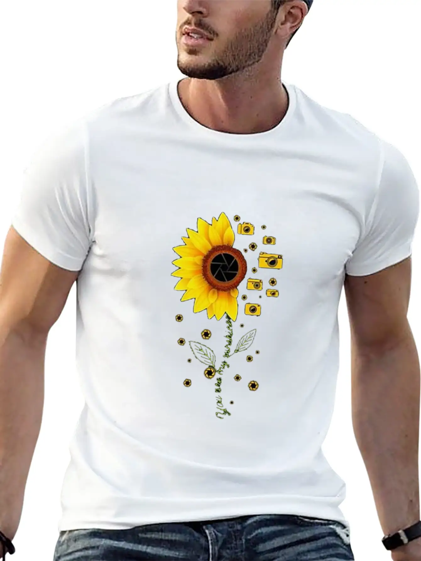 Sunflower Camera T Shirt Stylish Everyday T-Shirt – Unisex Basic Cotton Tee