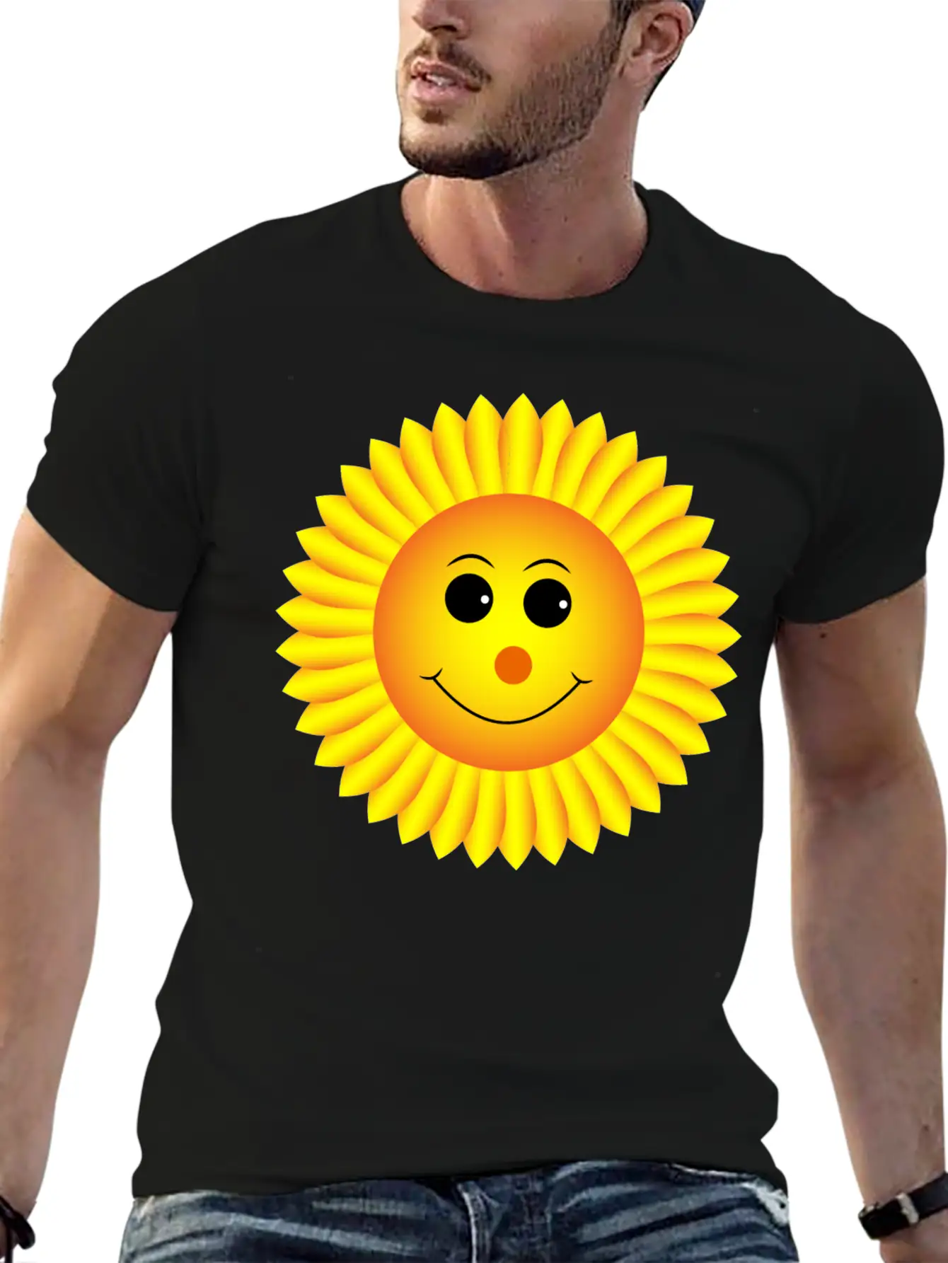 Sunflower Smiley Classic Crew Neck Graphic Tee – Everyday Minimal Look