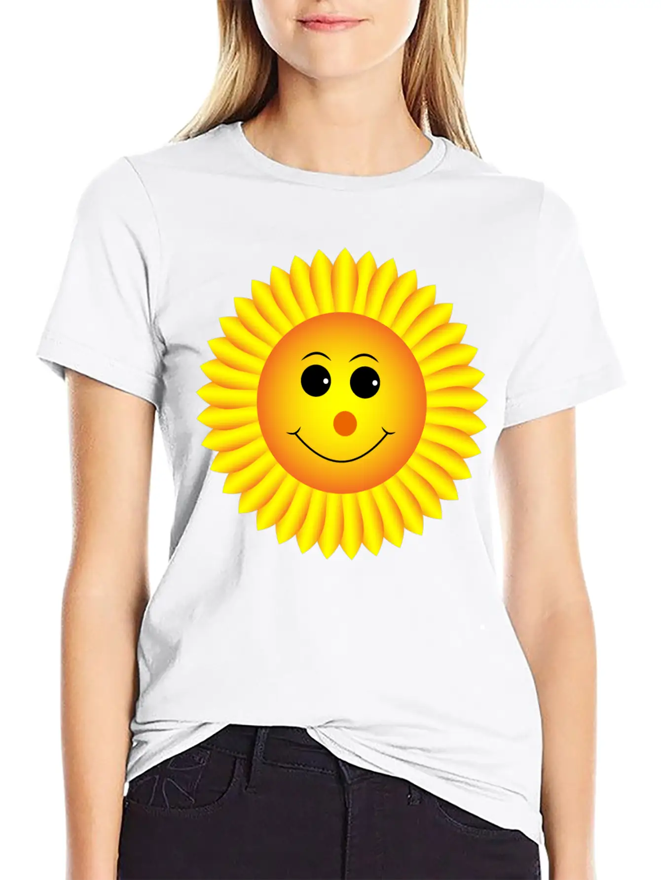 Sunflower Smiley Classic Crew Neck Graphic Tee – Everyday Minimal Look