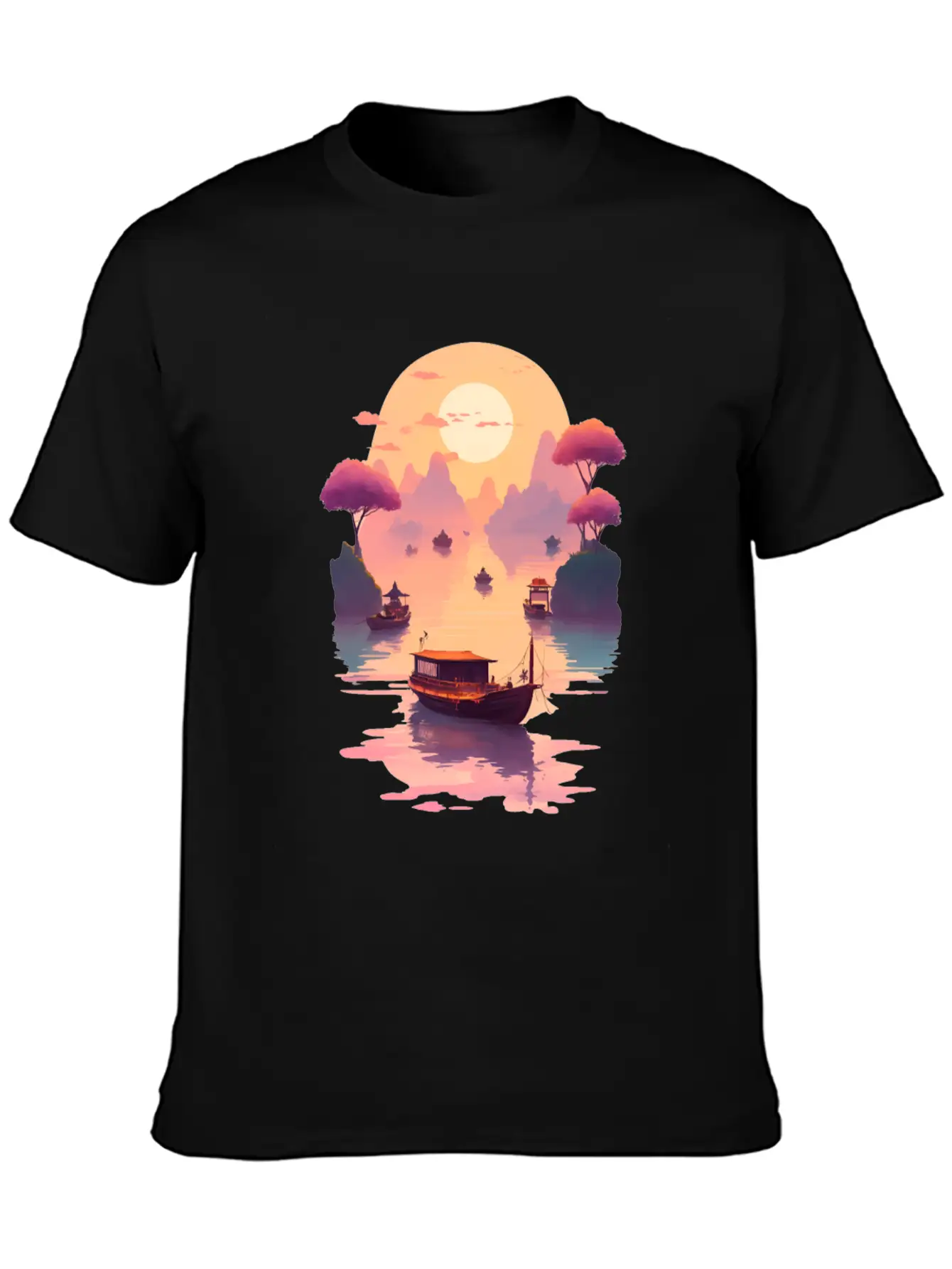 Sunset Serenade, Ninh Binh Basic Graphic T-Shirt – Daily Comfort In Soft Cotton