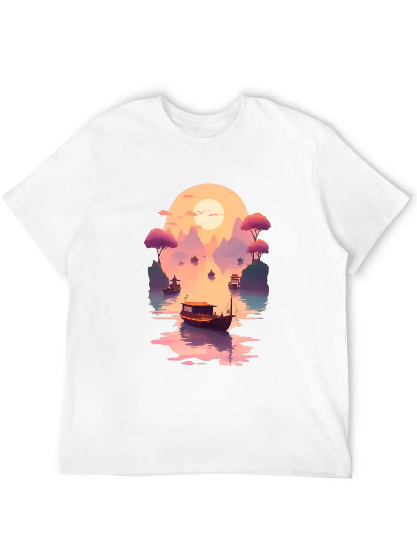 Sunset Serenade, Ninh Binh Basic Graphic T-Shirt – Daily Comfort In Soft Cotton