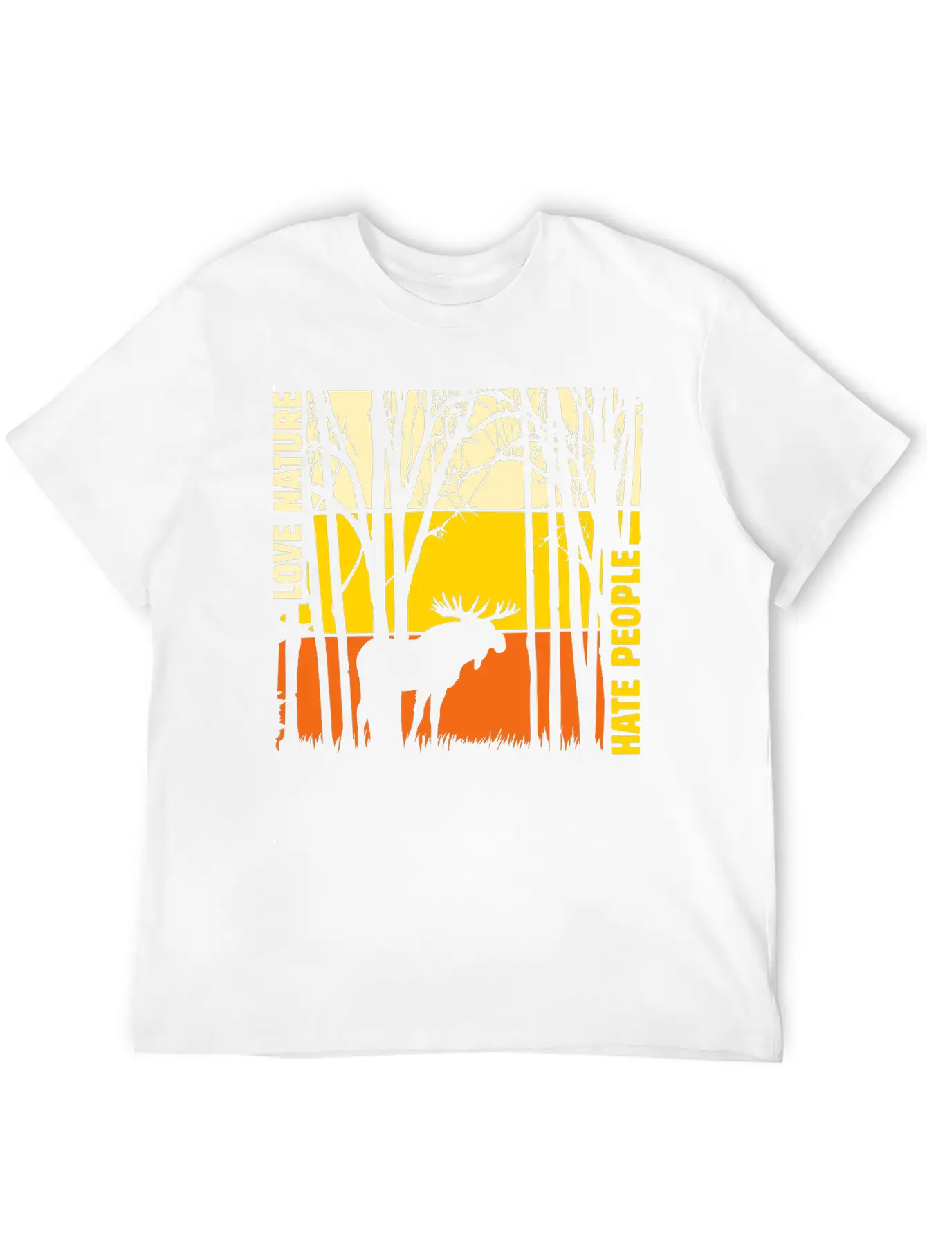 Sunset With Elk In The Forest Elk Nature Stylish Everyday T-Shirt – Unisex Basic Cotton Tee