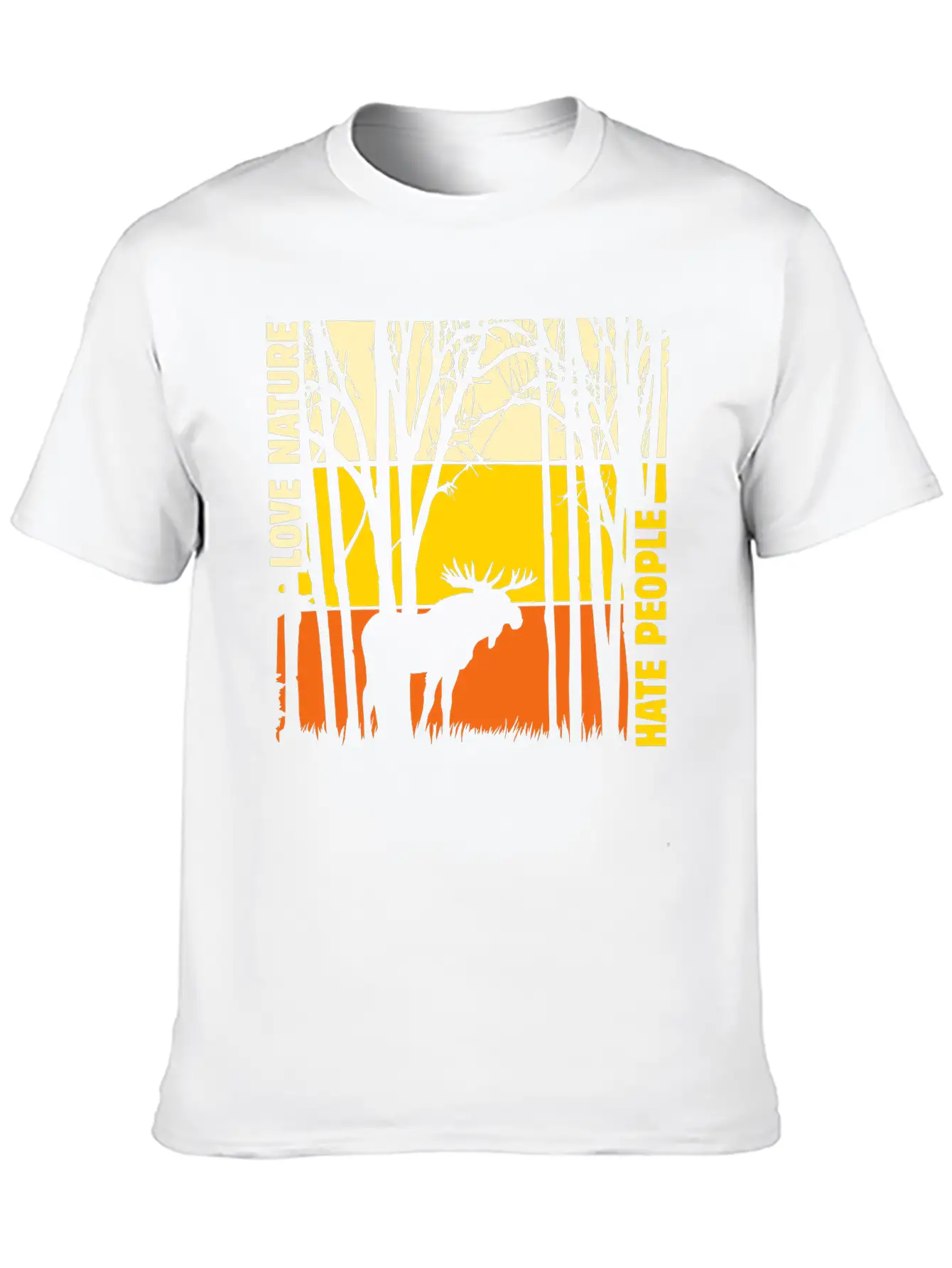 Sunset With Elk In The Forest Elk Nature Stylish Everyday T-Shirt – Unisex Basic Cotton Tee