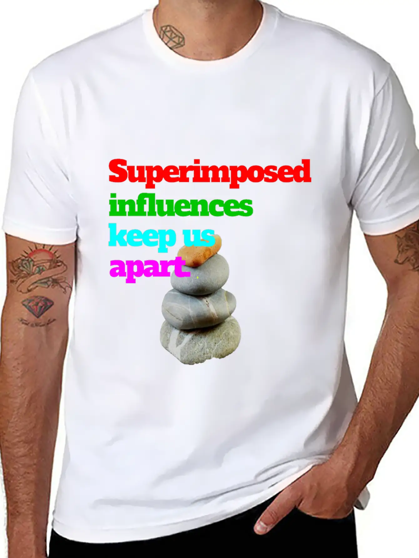 SUPERIMPOSED-colored Stylish Everyday T-Shirt – Unisex Basic Cotton Tee