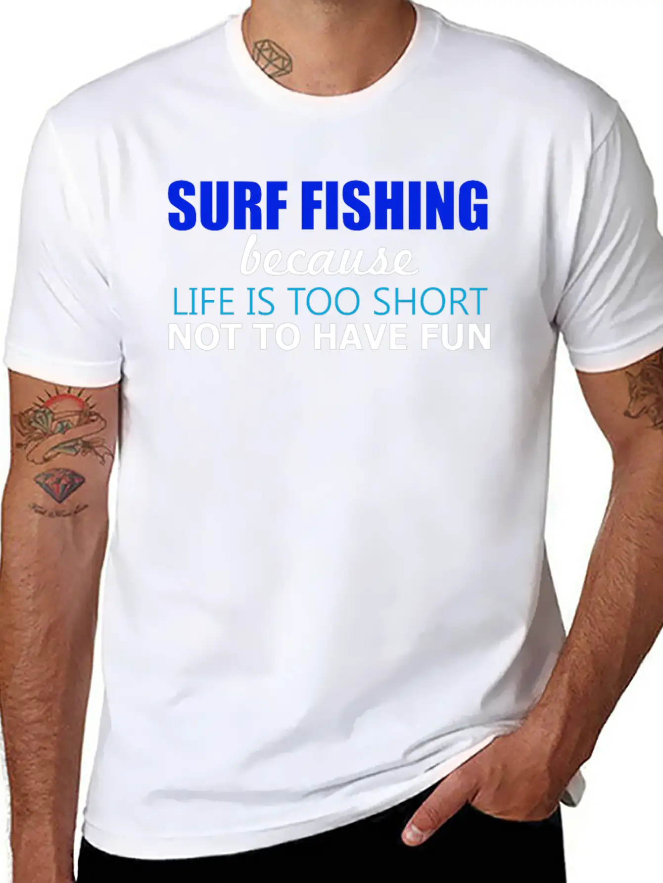 Surf Fishing - Surf Fishing Because Life Is Too Sh Lightweight Cotton T-Shirt – Daily Comfort Graphic Shirt