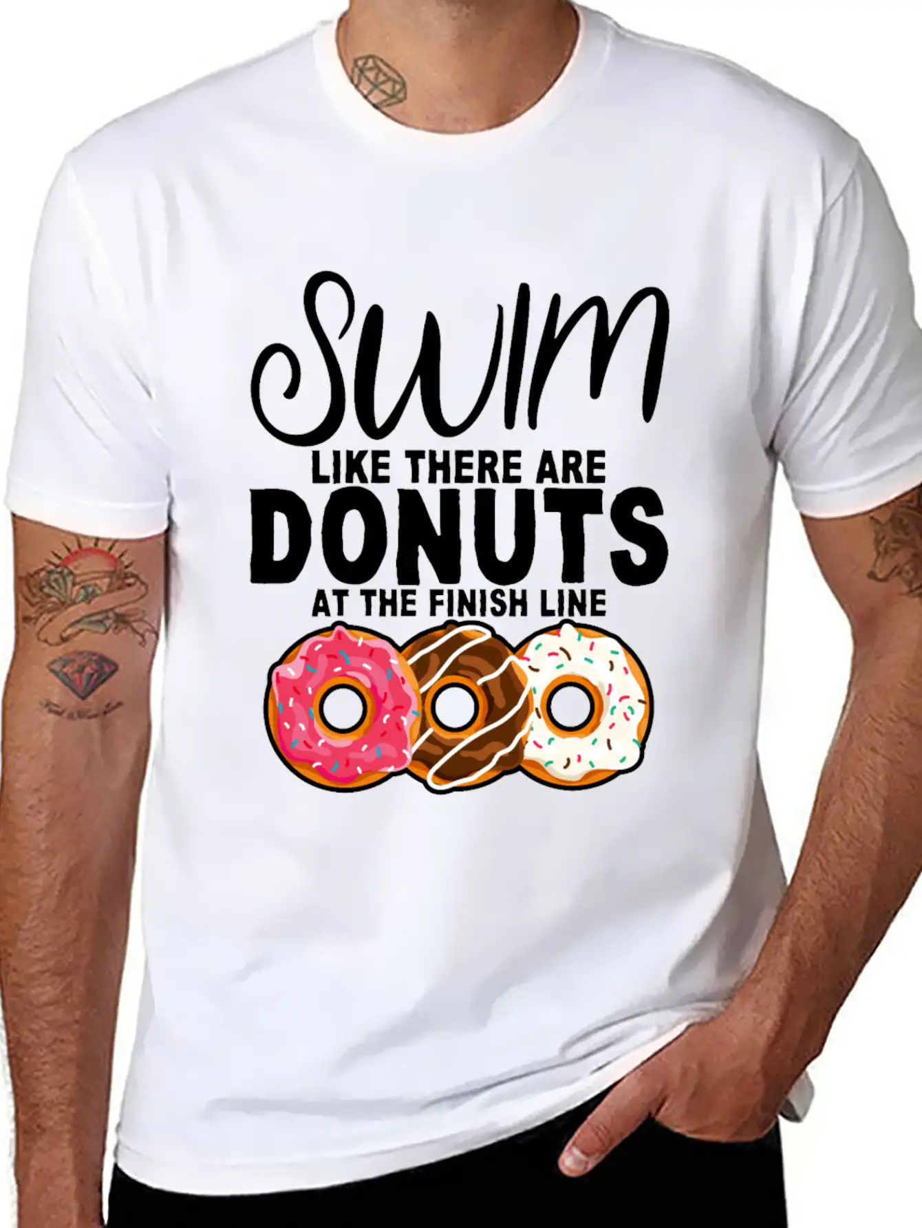 Swim Like There Are Donuts At The Finish Line 2 Stylish Everyday T-Shirt – Unisex Basic Cotton Tee
