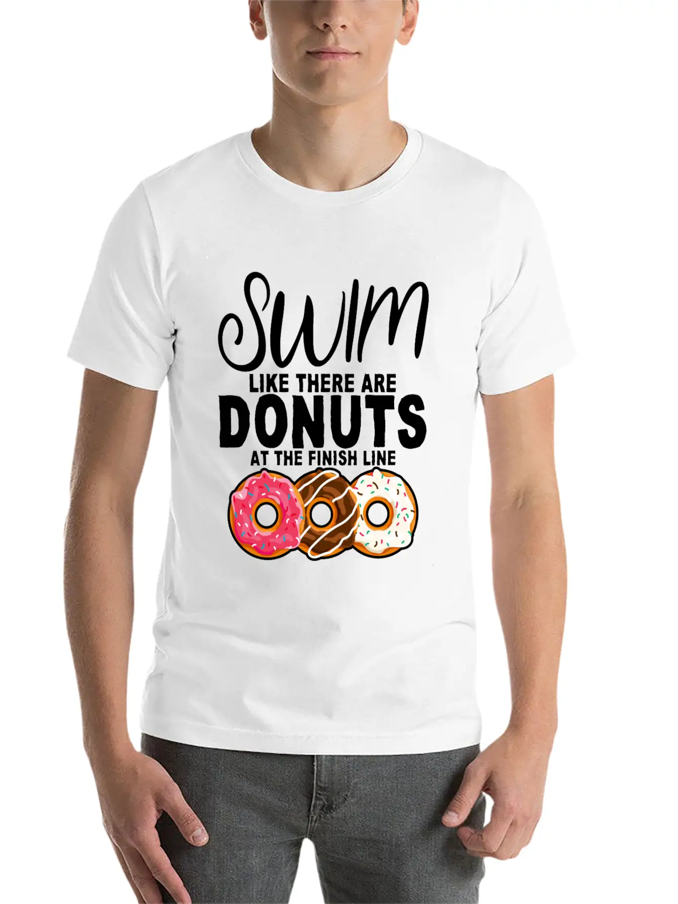 Swim Like There Are Donuts At The Finish Line 2 Stylish Everyday T-Shirt – Unisex Basic Cotton Tee