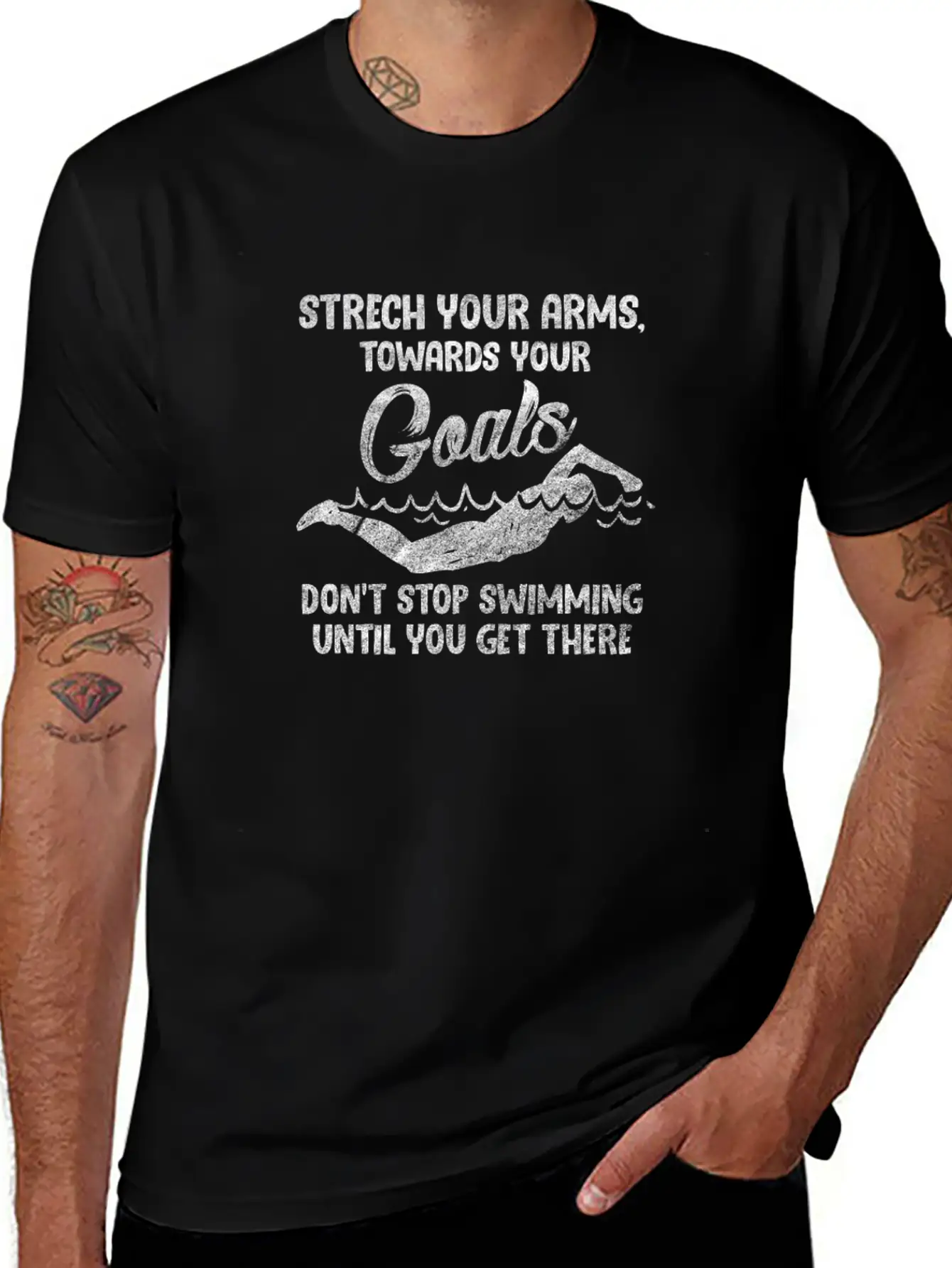 Swimming Stretch Your Arms Towards Your Goals Stylish Everyday T-Shirt – Unisex Basic Cotton Tee