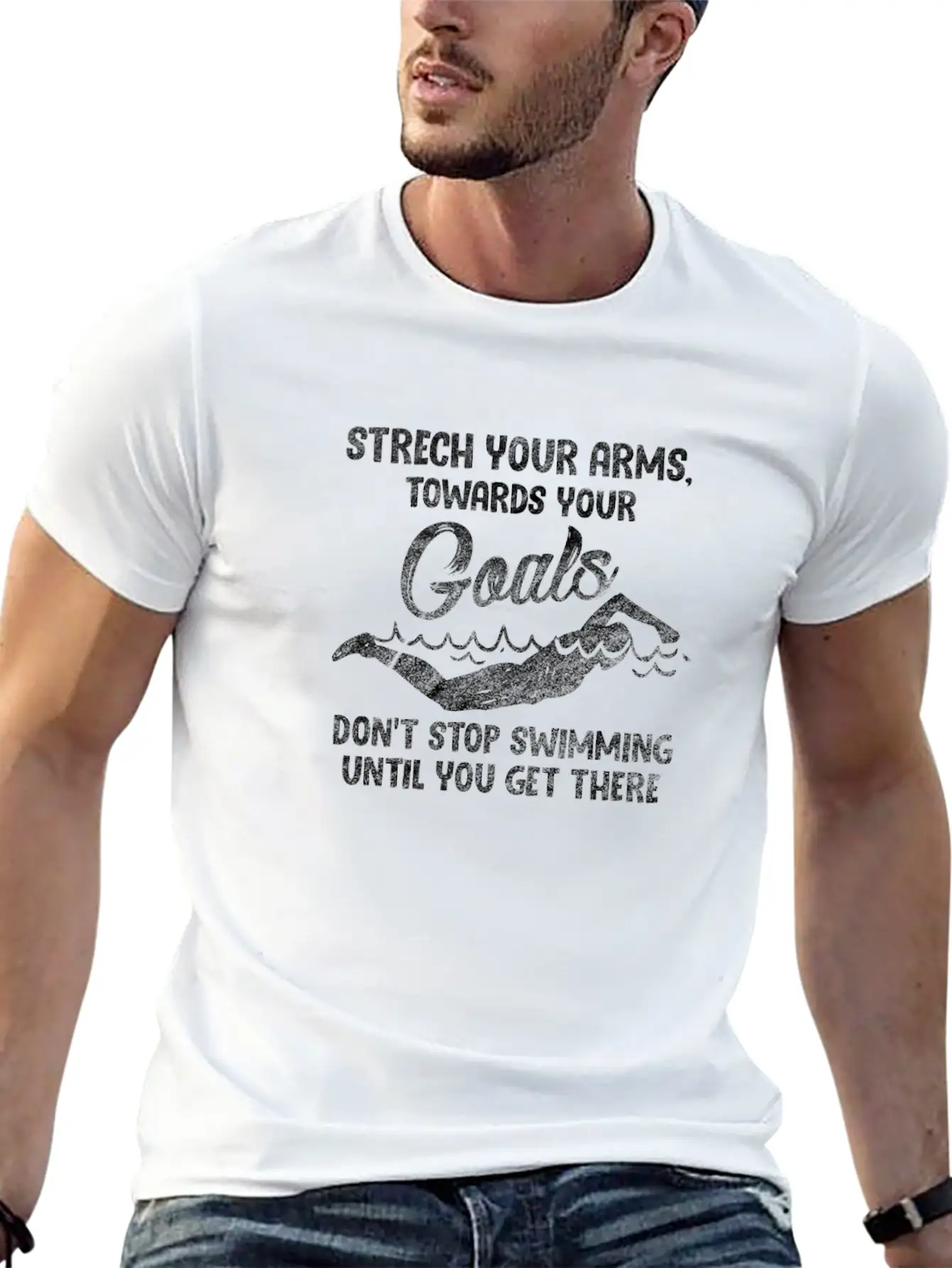 Swimming Stretch Your Arms Towards Your Goals Stylish Everyday T-Shirt – Unisex Basic Cotton Tee