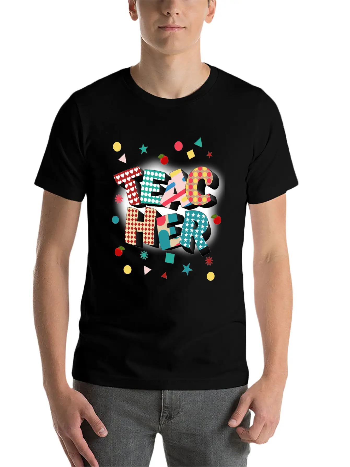Teacher Typography Classic Crew Neck Graphic Tee – Everyday Minimal Look