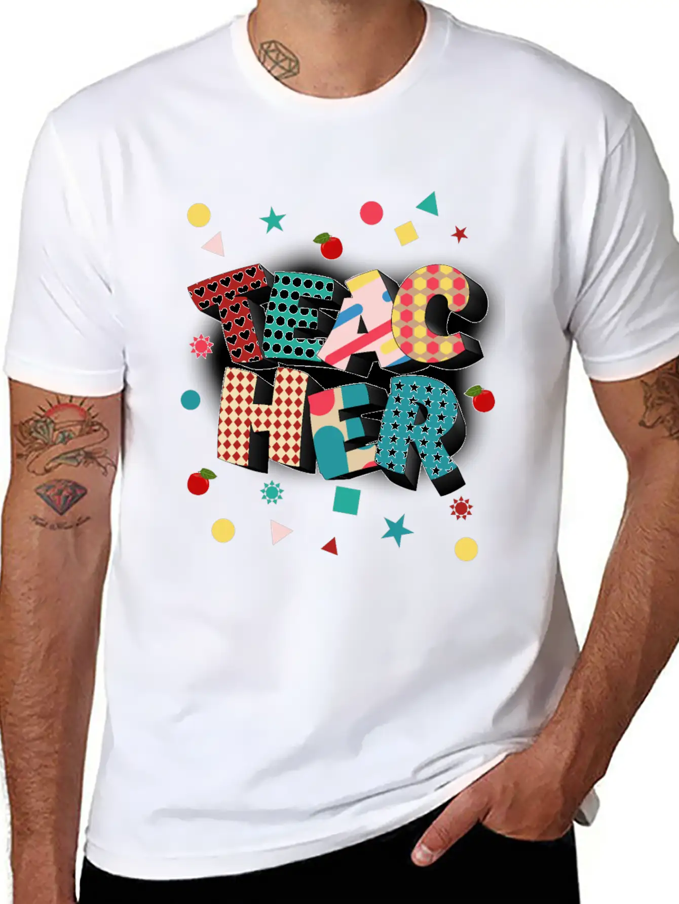 Teacher Typography Classic Crew Neck Graphic Tee – Everyday Minimal Look