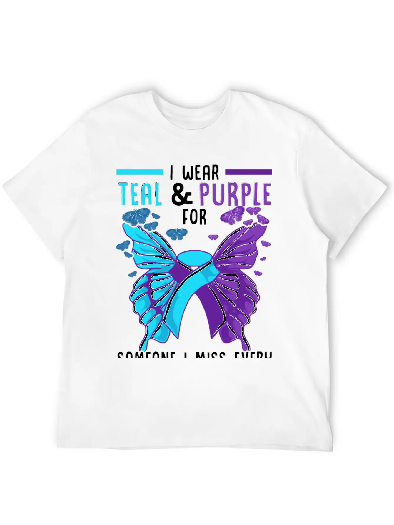 Teal And Purple Ribbon Suicide Prevention Awarenes Basic Graphic T-Shirt – Daily Comfort In Soft Cotton