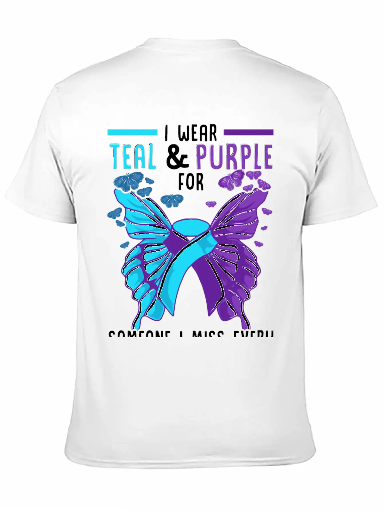 Teal And Purple Ribbon Suicide Prevention Awarenes Basic Graphic T-Shirt – Daily Comfort In Soft Cotton