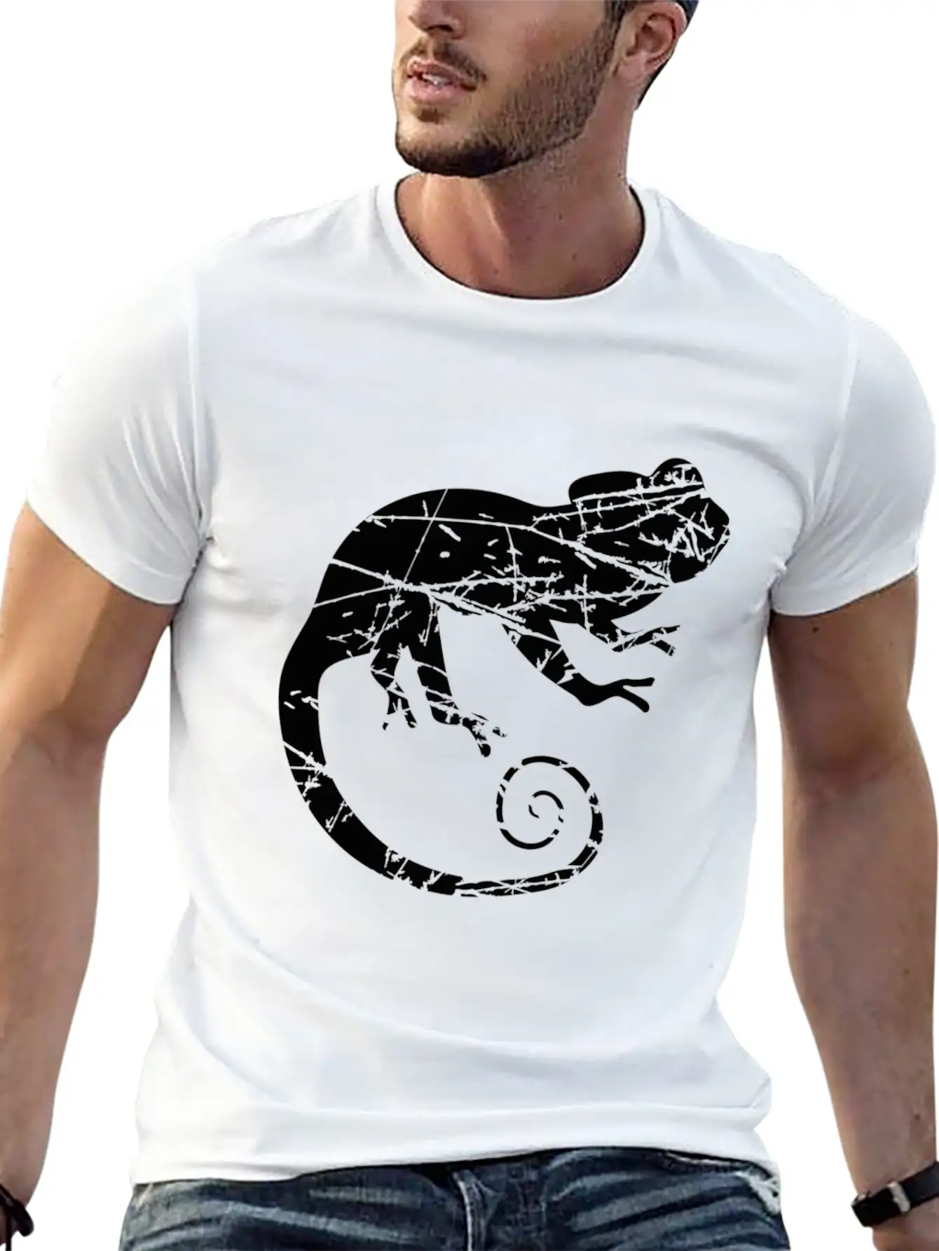 Tears Stamp Scratch Silhouette Silhouette Shadow Unisex Casual T-Shirt – Clean Design For Daily Comfort