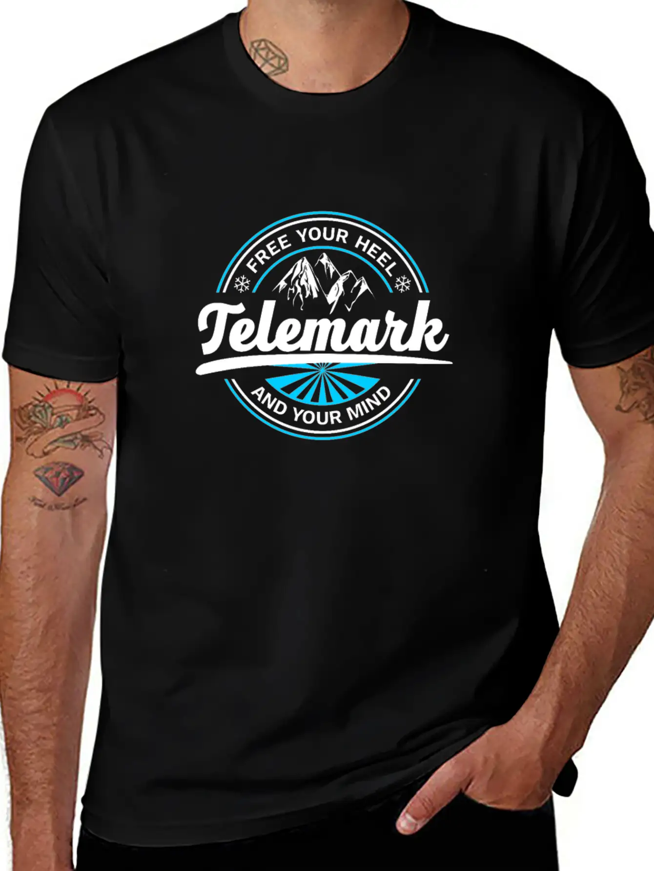 Telemark Skiing Free Heel Ski Touring Nordic Retro Stylish Everyday T-Shirt – Unisex Basic Cotton Tee