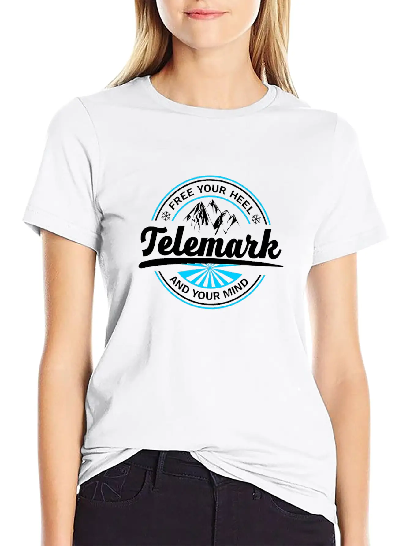 Telemark Skiing Free Heel Ski Touring Nordic Retro Stylish Everyday T-Shirt – Unisex Basic Cotton Tee