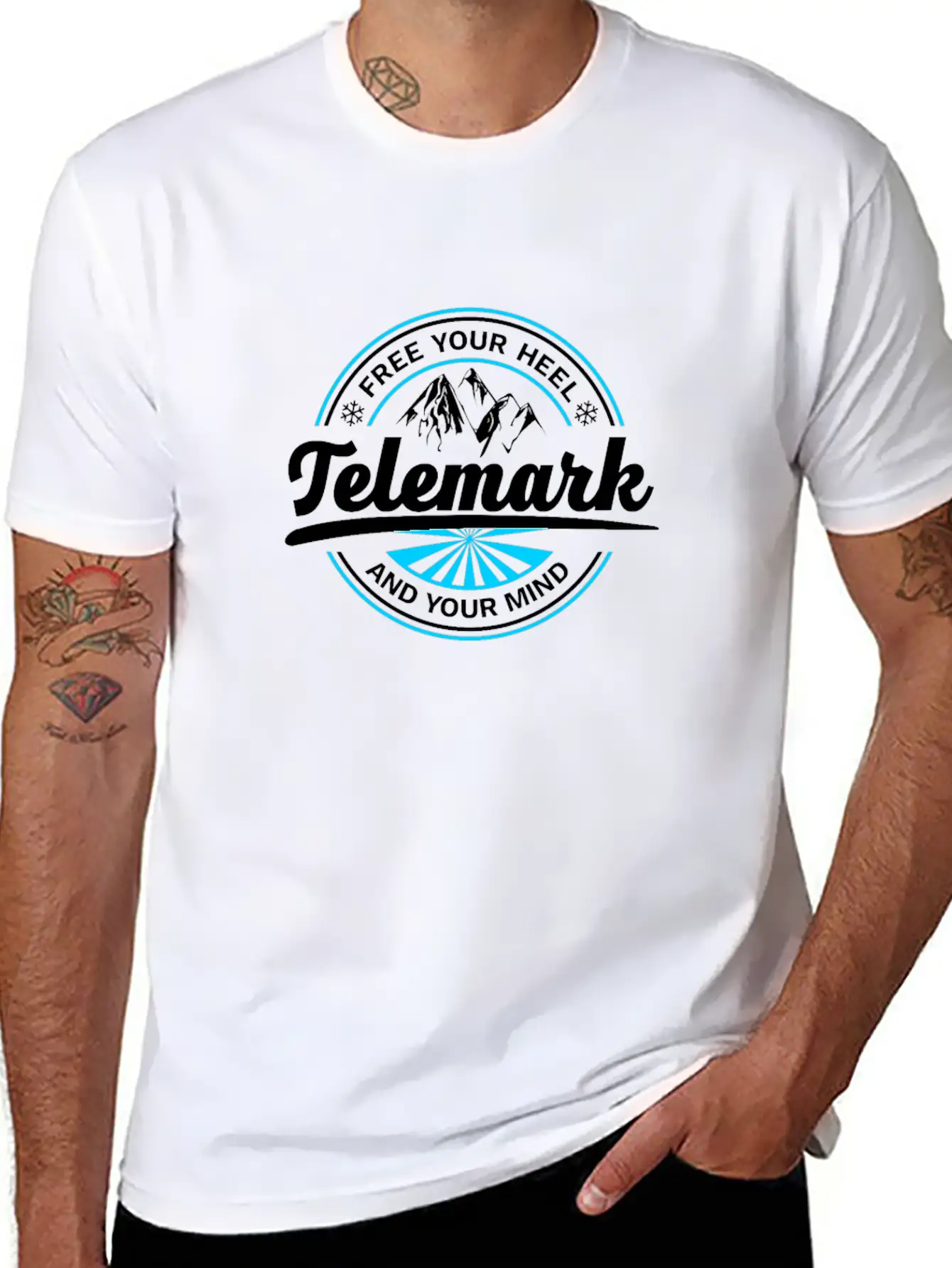 Telemark Skiing Free Heel Ski Touring Nordic Retro Stylish Everyday T-Shirt – Unisex Basic Cotton Tee