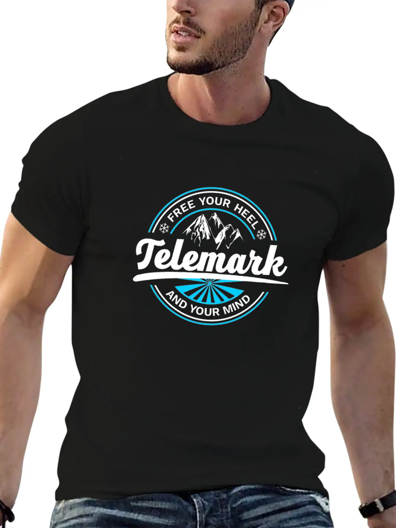 Telemark Skiing Free Heel Ski Touring Nordic Retro Stylish Everyday T-Shirt – Unisex Basic Cotton Tee