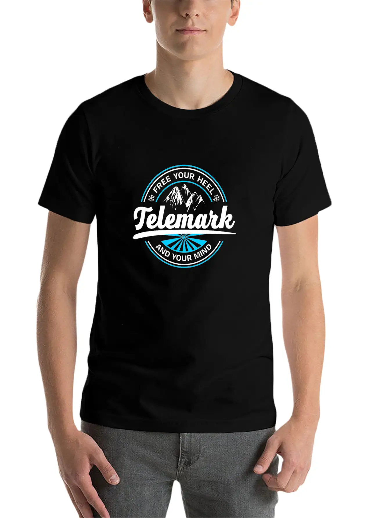 Telemark Skiing Free Heel Ski Touring Nordic Retro Stylish Everyday T-Shirt – Unisex Basic Cotton Tee