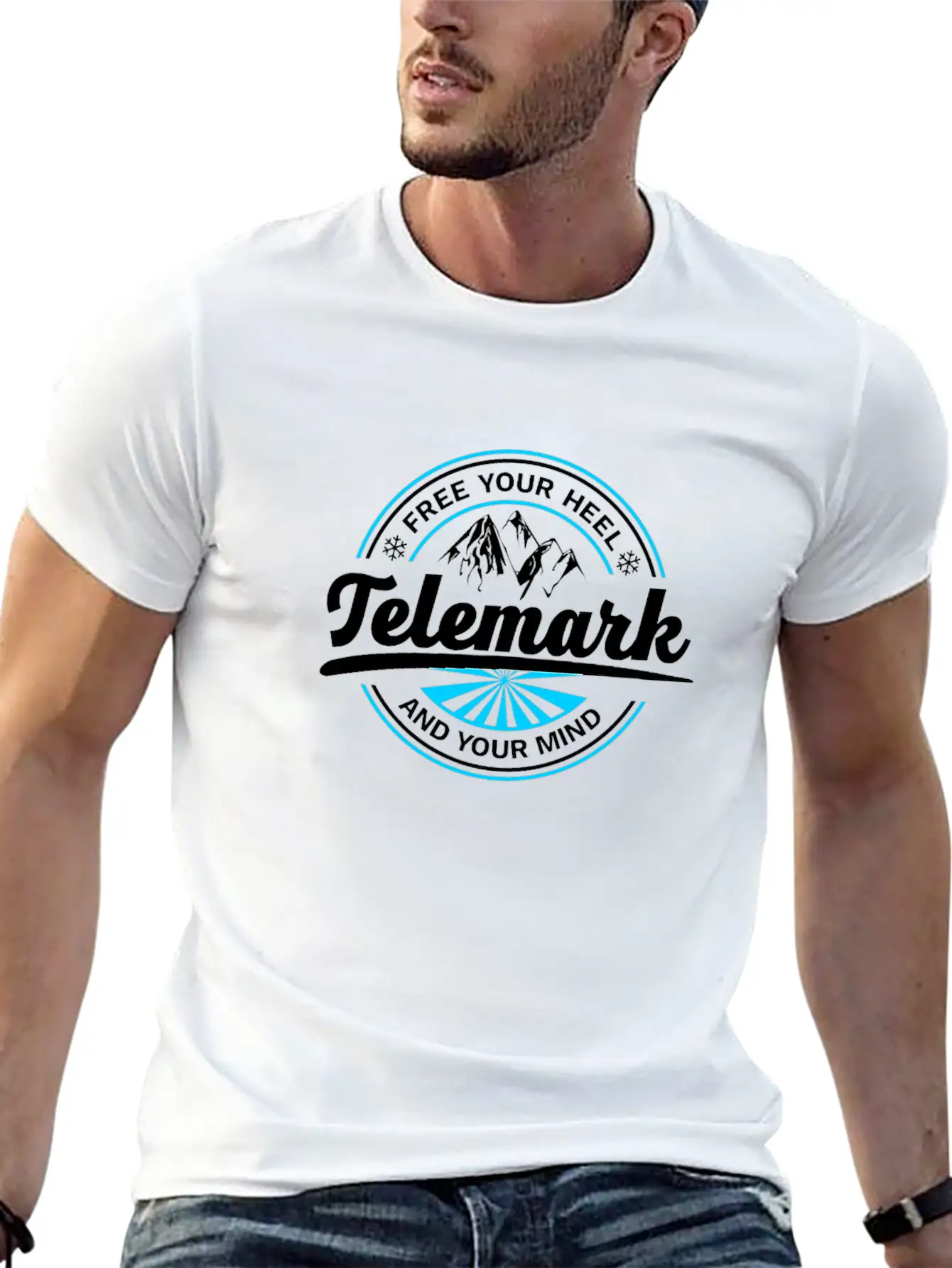 Telemark Skiing Free Heel Ski Touring Nordic Retro Stylish Everyday T-Shirt – Unisex Basic Cotton Tee