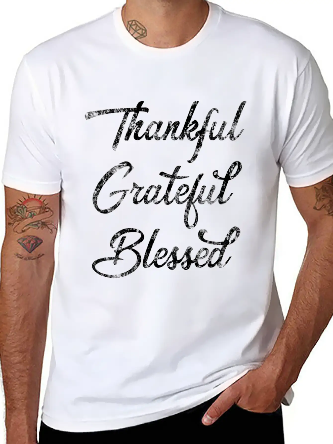 Thankful Grateful Blessed Thangiving Breathable Graphic T-Shirt – Perfect For Casual Days