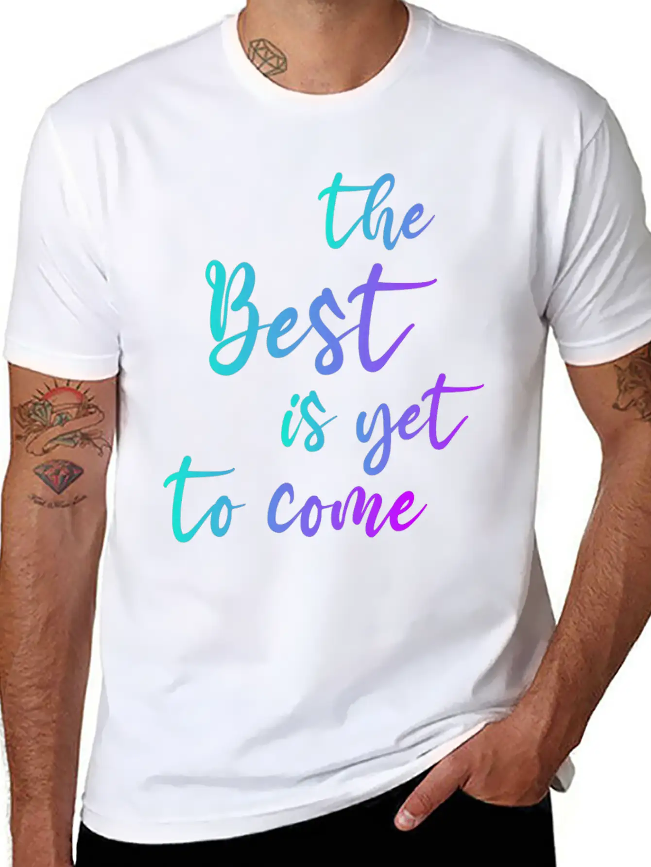 THE BEST GRADIENT BLUE PURPLE Basic Graphic T-Shirt – Daily Comfort In Soft Cotton