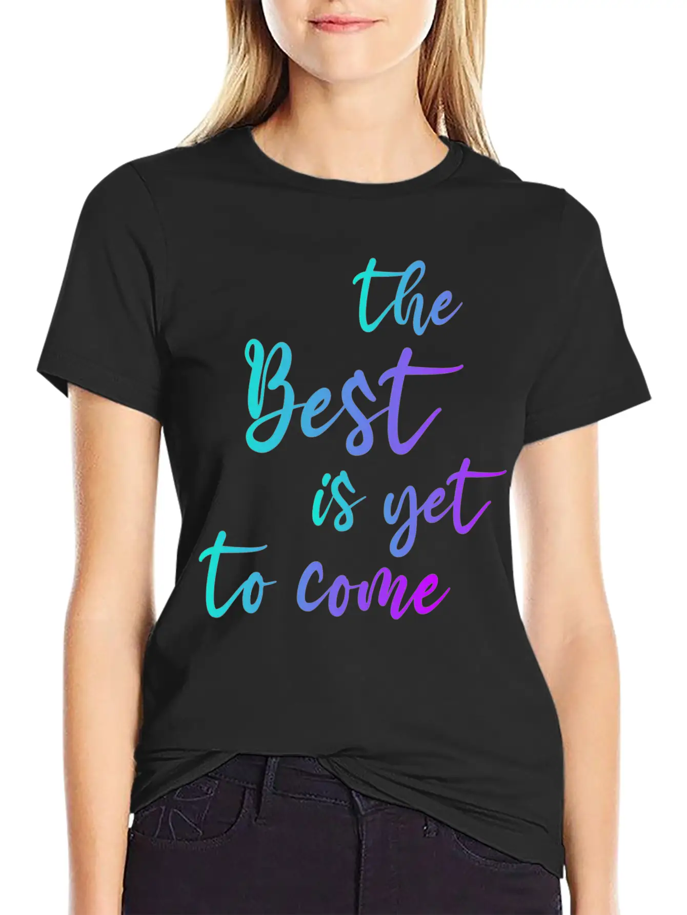 THE BEST GRADIENT BLUE PURPLE Basic Graphic T-Shirt – Daily Comfort In Soft Cotton