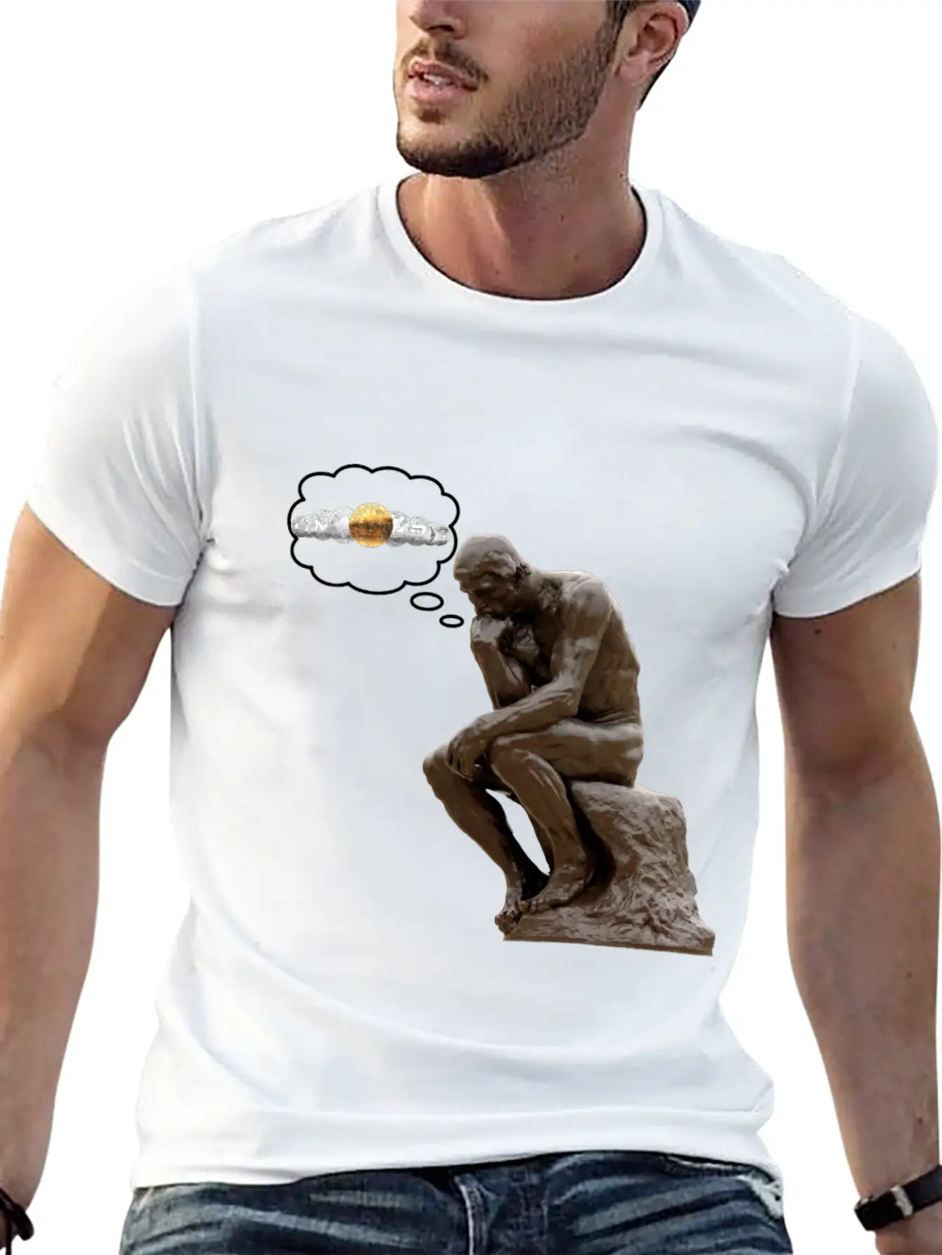 The Bitcoin Thinker Funny Cool Gift Stylish Everyday T-Shirt – Unisex Basic Cotton Tee