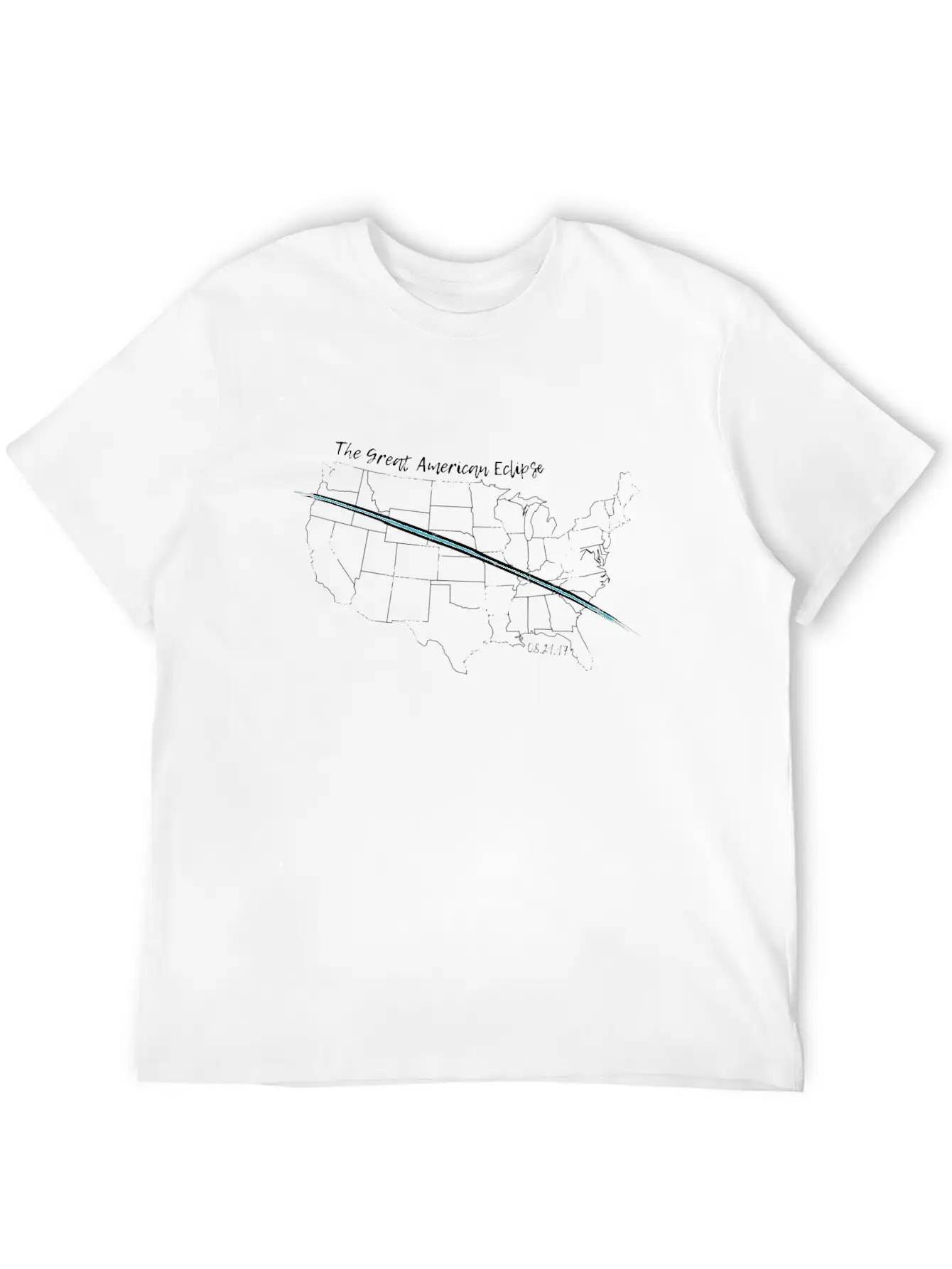 The Great American Eclipse Map Totality. WHITE Stylish Everyday T-Shirt – Unisex Basic Cotton Tee