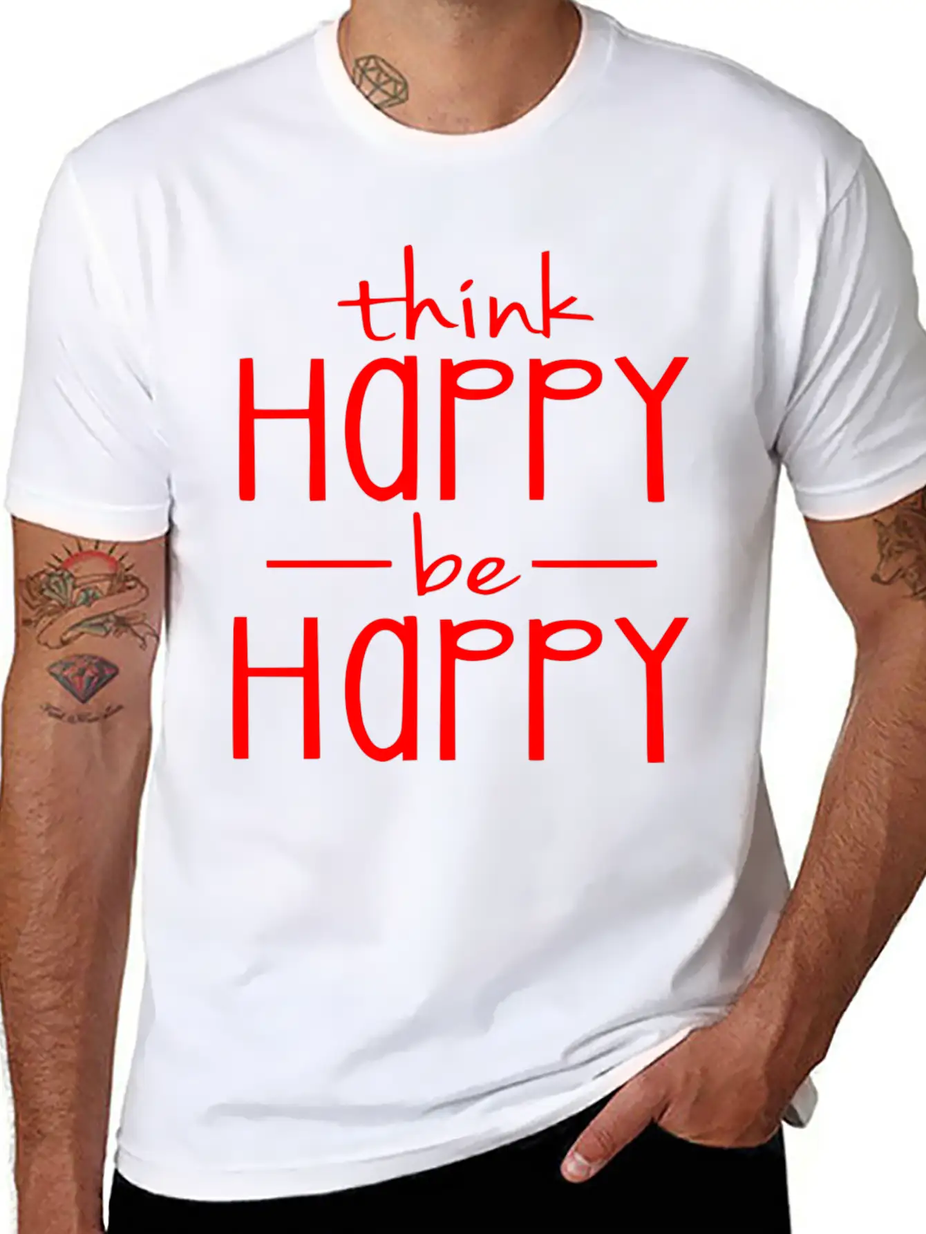 Think Happy - Be Happy Relaxed Everyday Tee – Lightweight And Durable Cotton