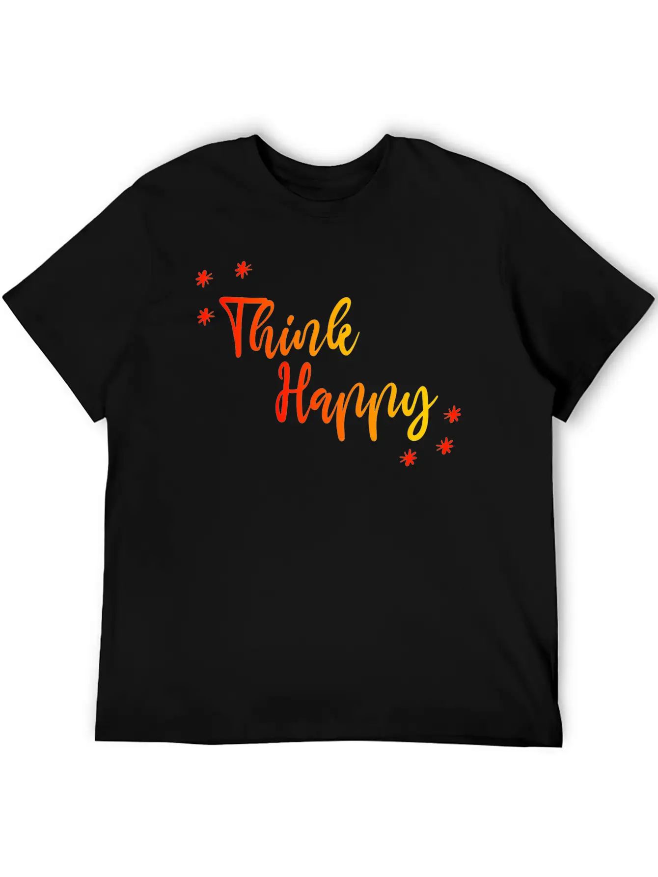 THINK HAPPY GRADIENT RED YELLOW Classic Crew Neck Graphic Tee – Everyday Minimal Look