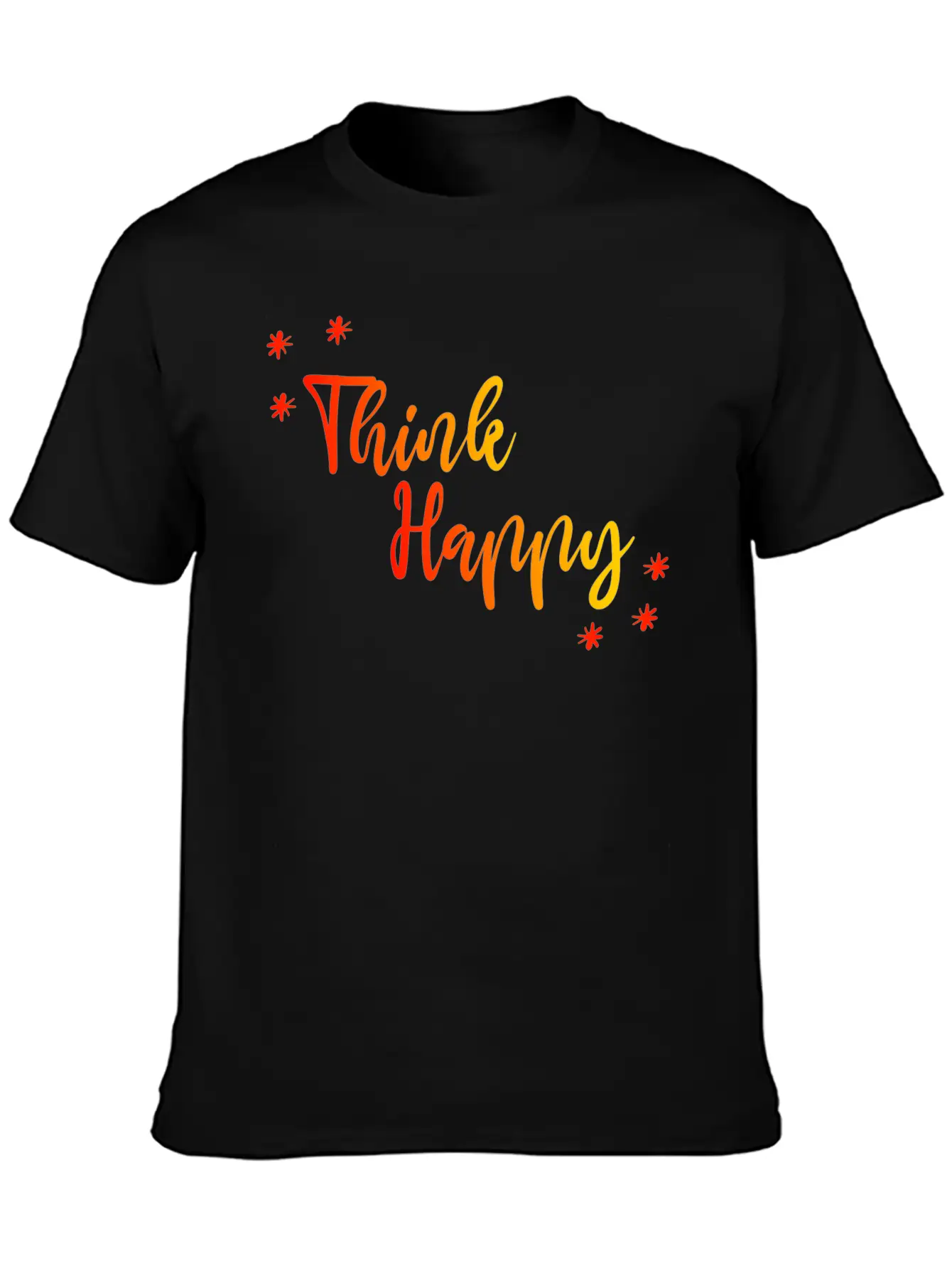 THINK HAPPY GRADIENT RED YELLOW Classic Crew Neck Graphic Tee – Everyday Minimal Look