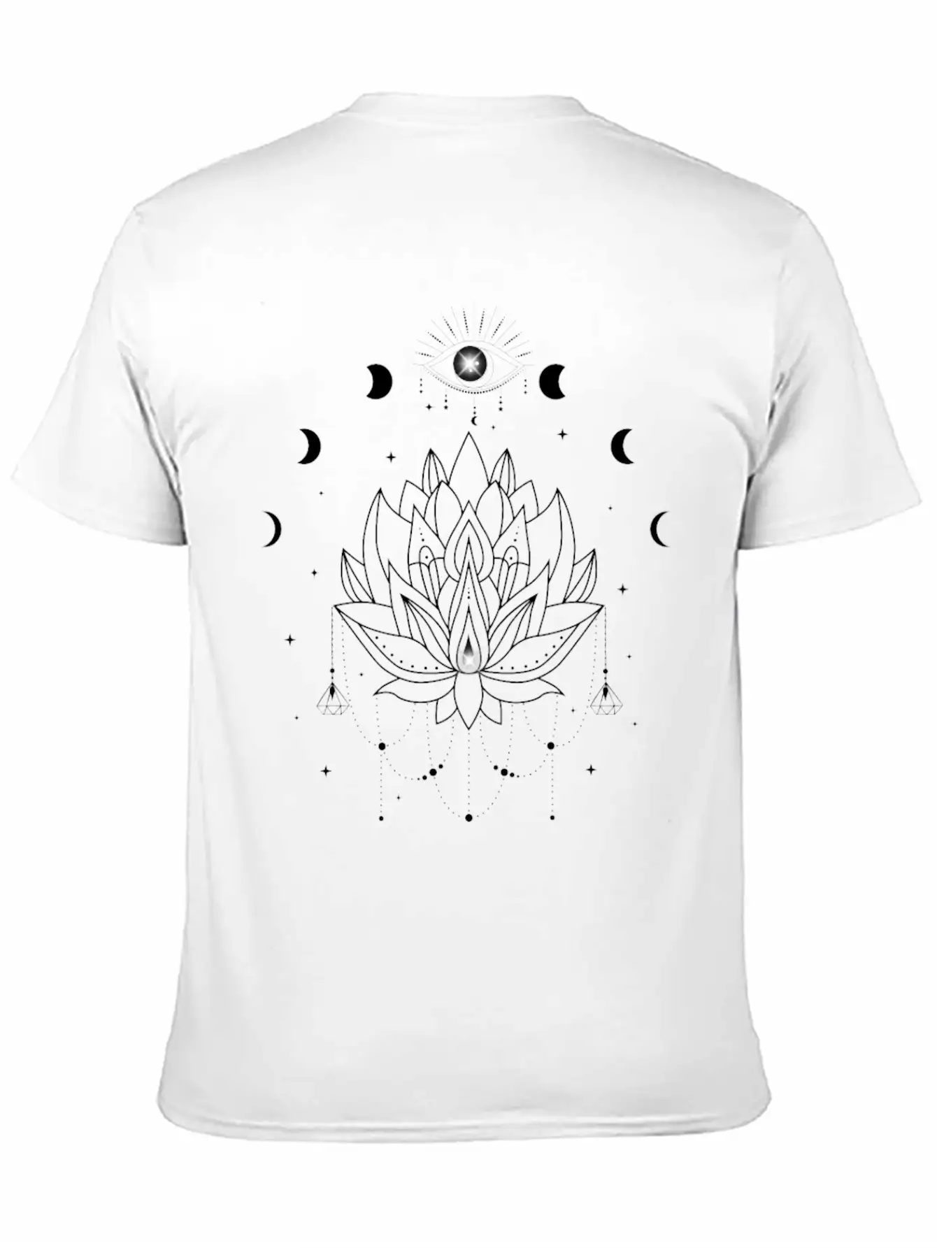 Third Eye Black Lotus Flower - Moon Cycle Design Basic Graphic T-Shirt – Daily Comfort In Soft Cotton