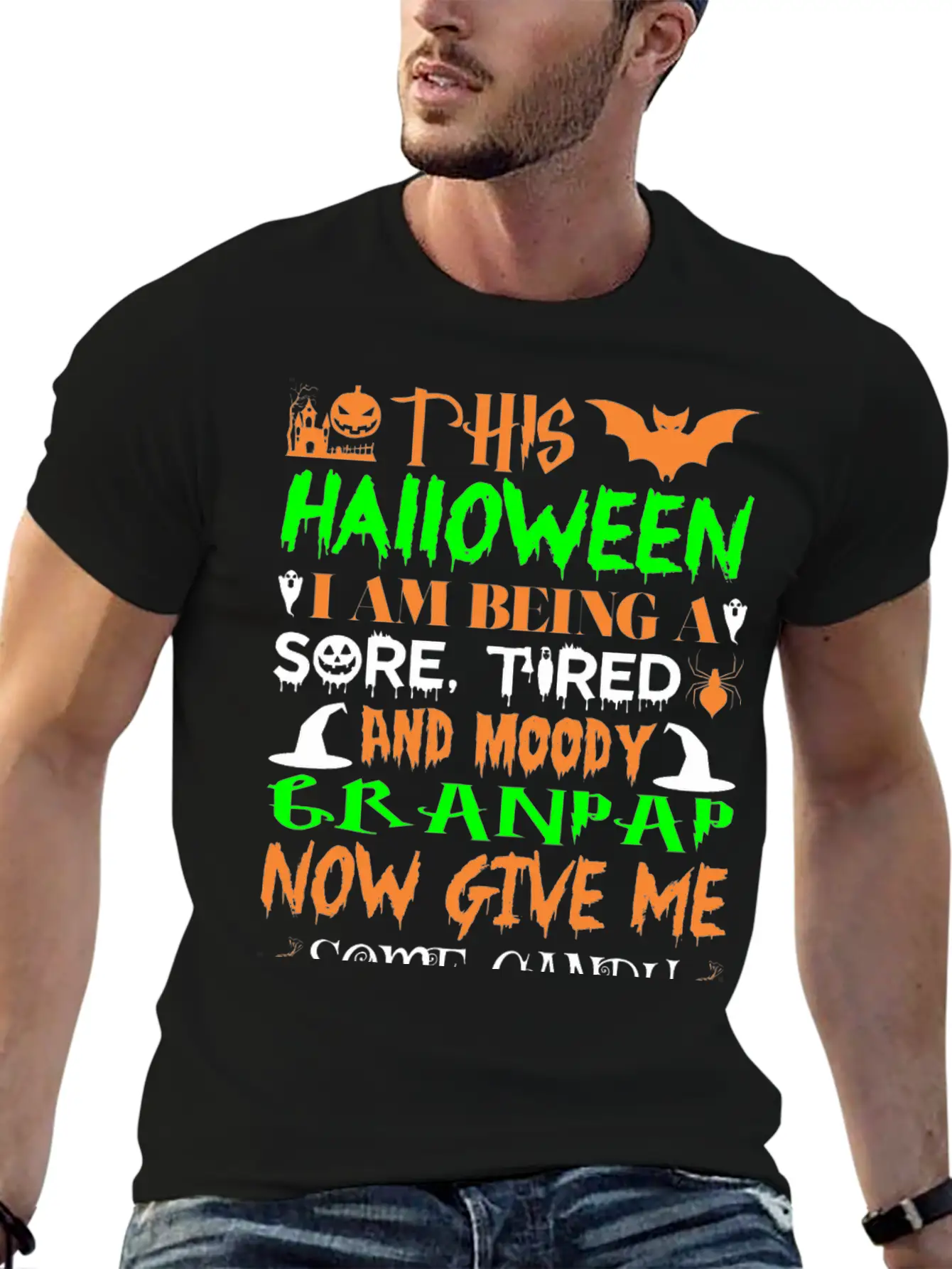 This Halloween Being Tired Moody Granpap Candy Stylish Everyday T-Shirt – Unisex Basic Cotton Tee