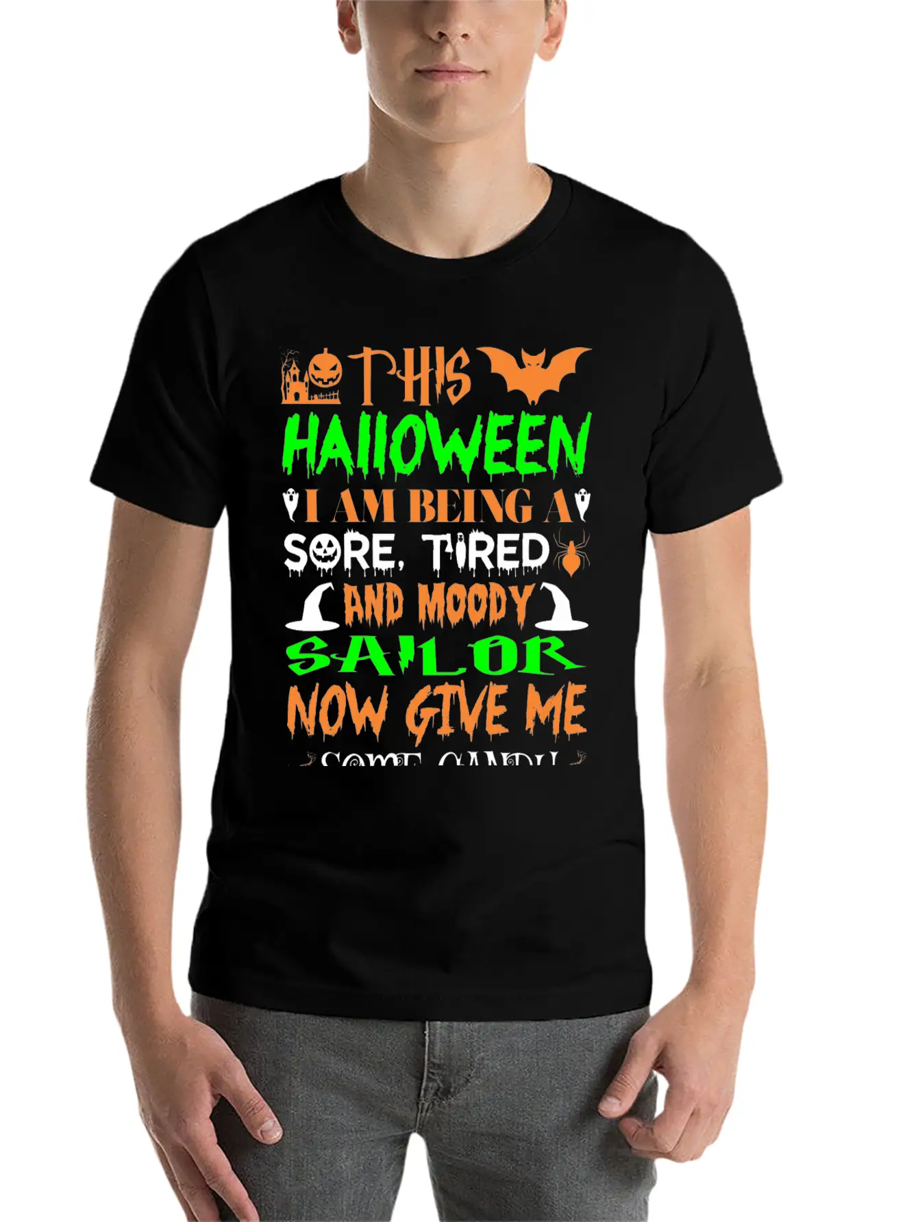 This Halloween Being Tired Sailor Candy Unisex Cotton Tee – Relaxed Fit For Any Occasion
