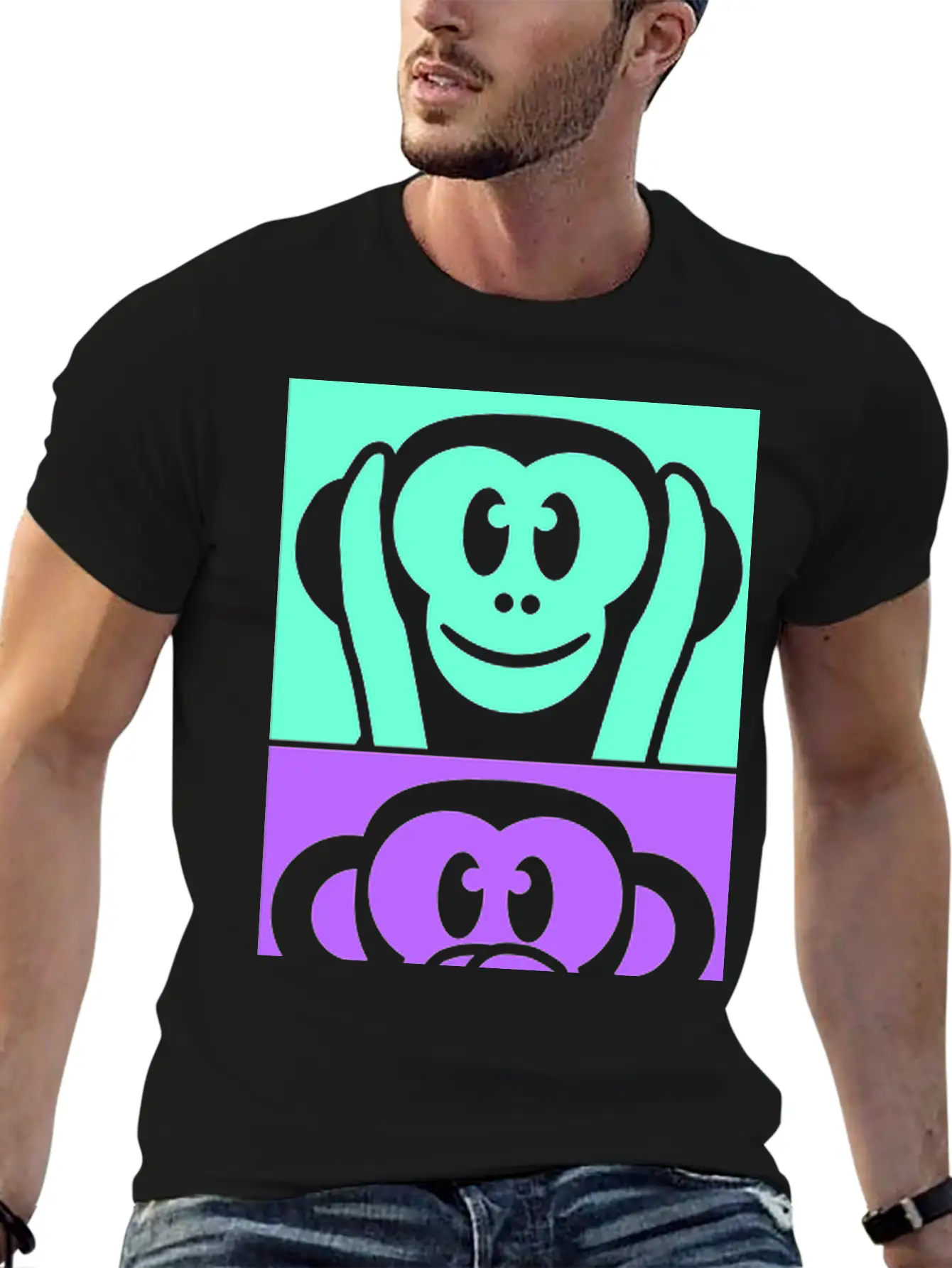 Three Wise Monkeys See Hear Speak No Evil 3 Apes Stylish Everyday T-Shirt – Unisex Basic Cotton Tee