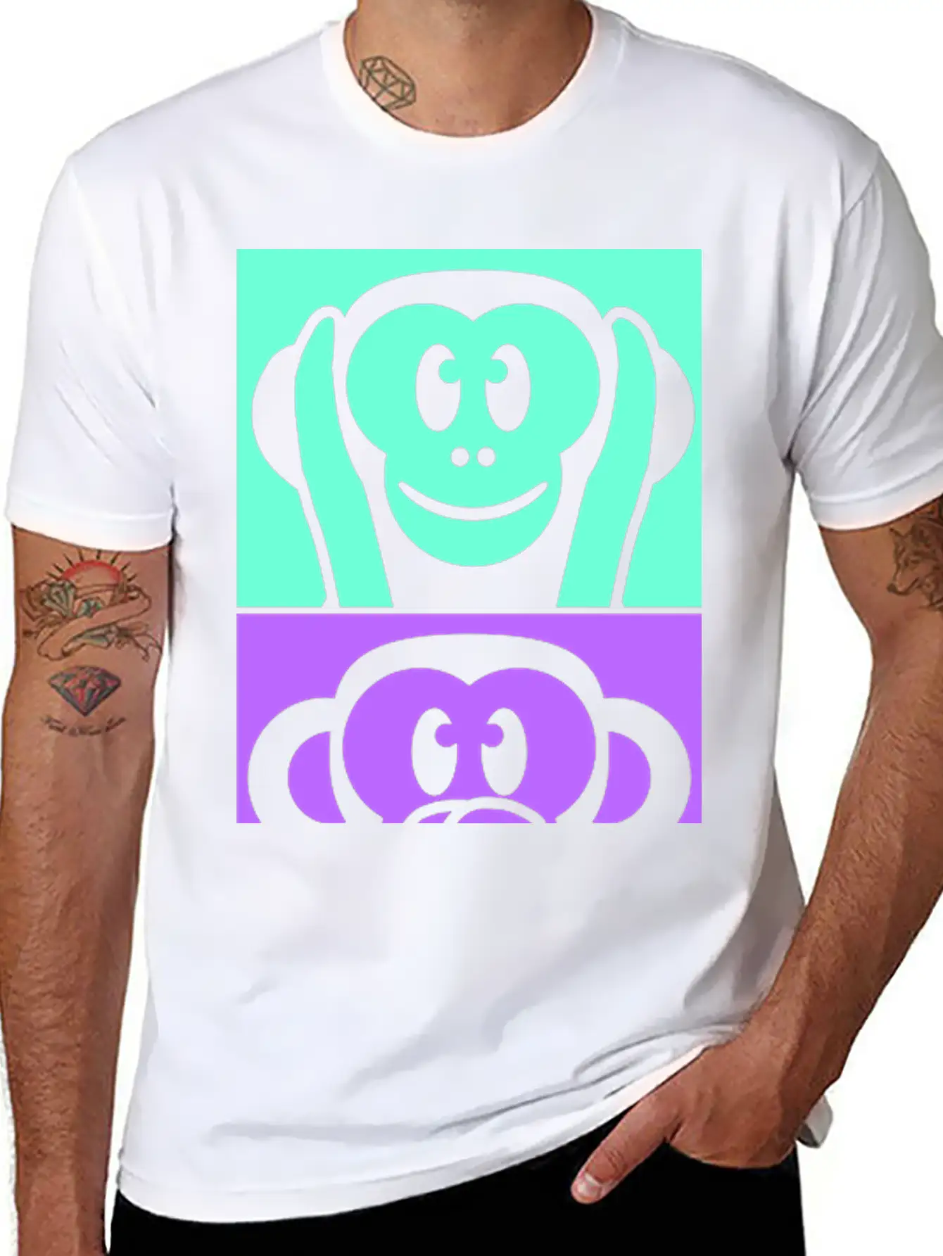 Three Wise Monkeys See Hear Speak No Evil 3 Apes Stylish Everyday T-Shirt – Unisex Basic Cotton Tee