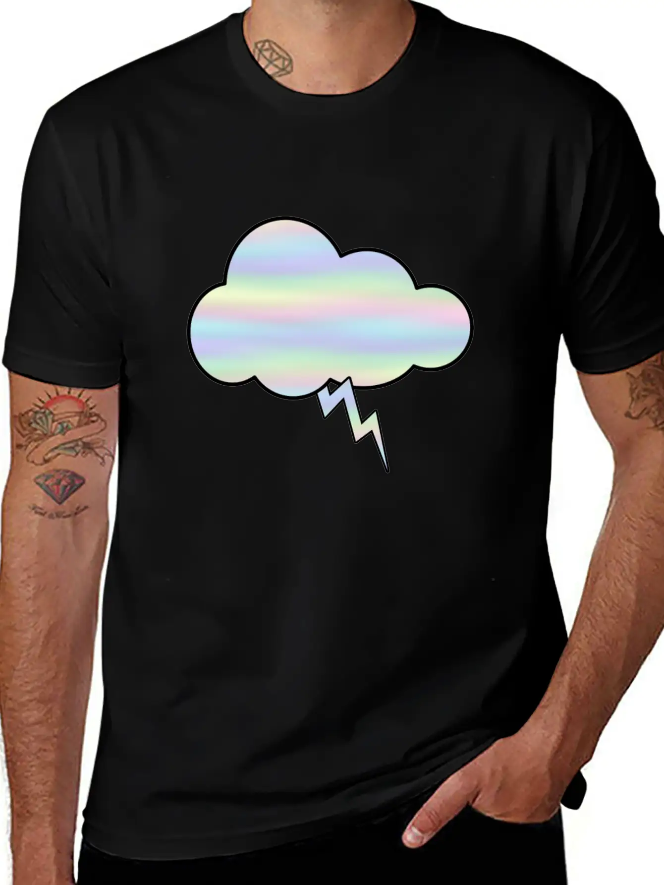 Thunderstorm Lightning Cloud Weather Simple Everyday Graphic Tee – Lightweight Summer Wear