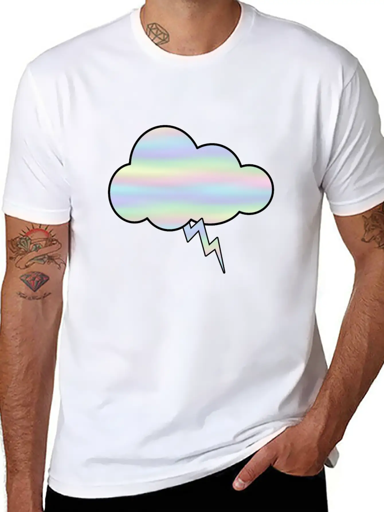 Thunderstorm Lightning Cloud Weather Simple Everyday Graphic Tee – Lightweight Summer Wear