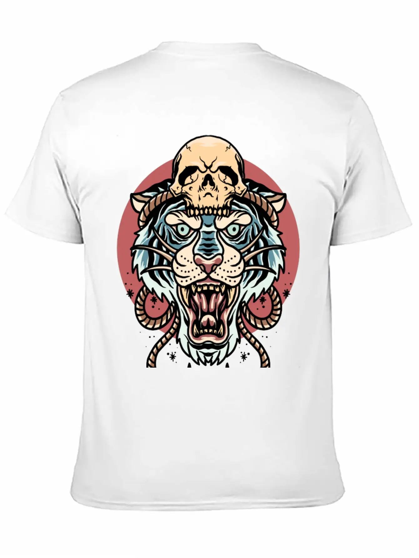 Tiger And Skull Tattoo Design Basic Graphic T-Shirt – Daily Comfort In Soft Cotton