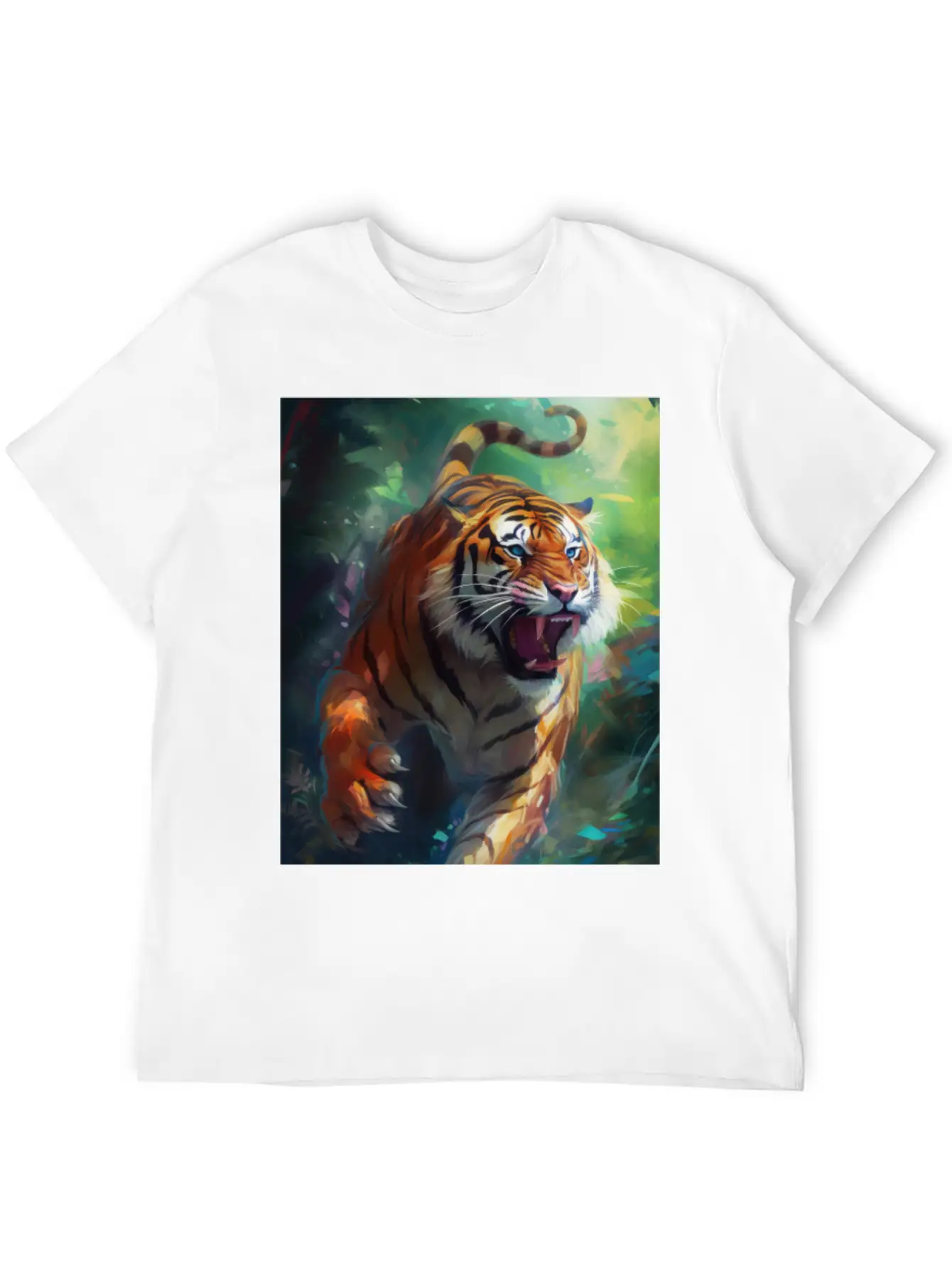 Tiger In Action Stylish Everyday T-Shirt – Unisex Basic Cotton Tee