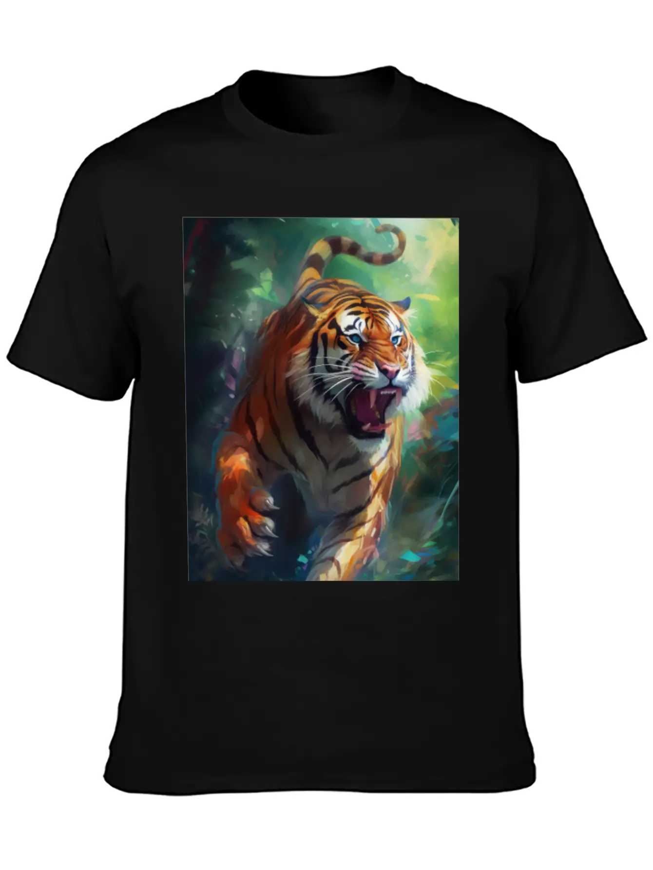 Tiger In Action Stylish Everyday T-Shirt – Unisex Basic Cotton Tee