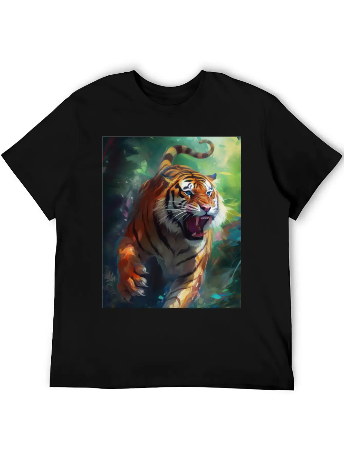 Tiger In Action Stylish Everyday T-Shirt – Unisex Basic Cotton Tee