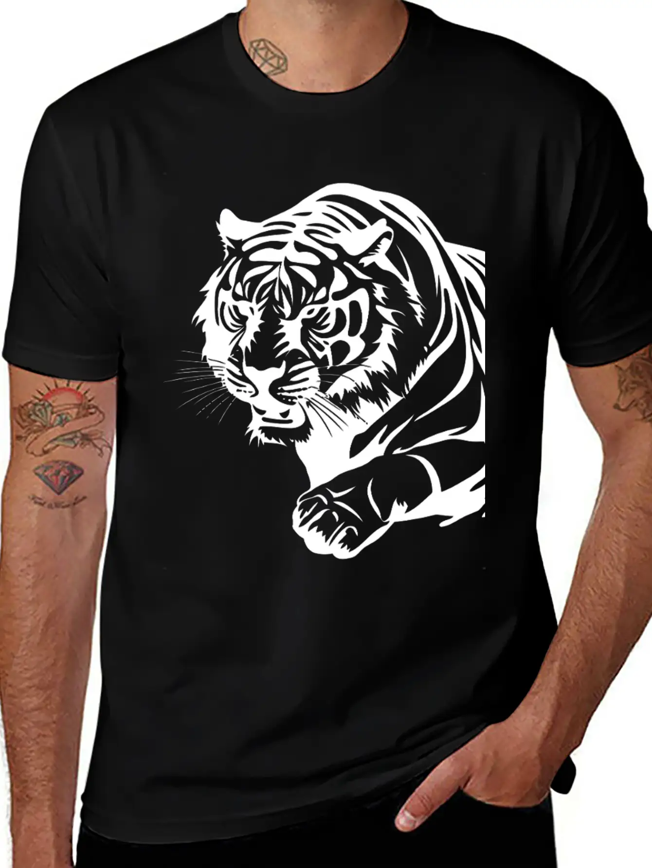 Tiger Vintage Tiger Graphic , Love Tiger Stylish Everyday T-Shirt – Unisex Basic Cotton Tee